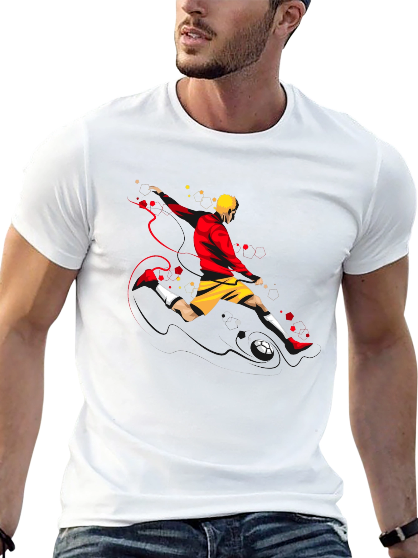 Mens Soccer Graphic Tee - Black Stylish Comfort