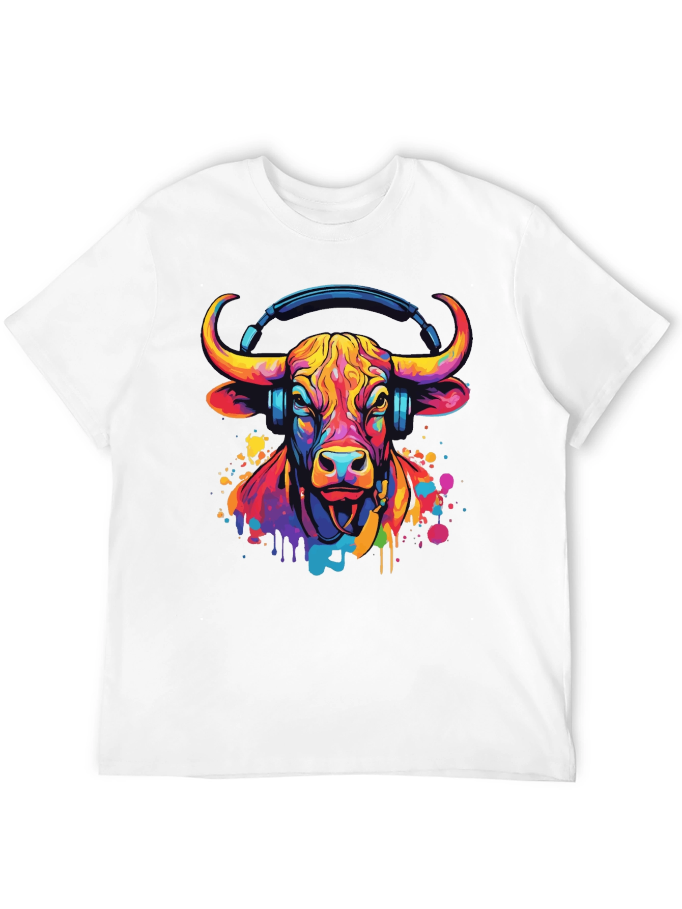 Cool Bull with Headphones Graphic Tee
