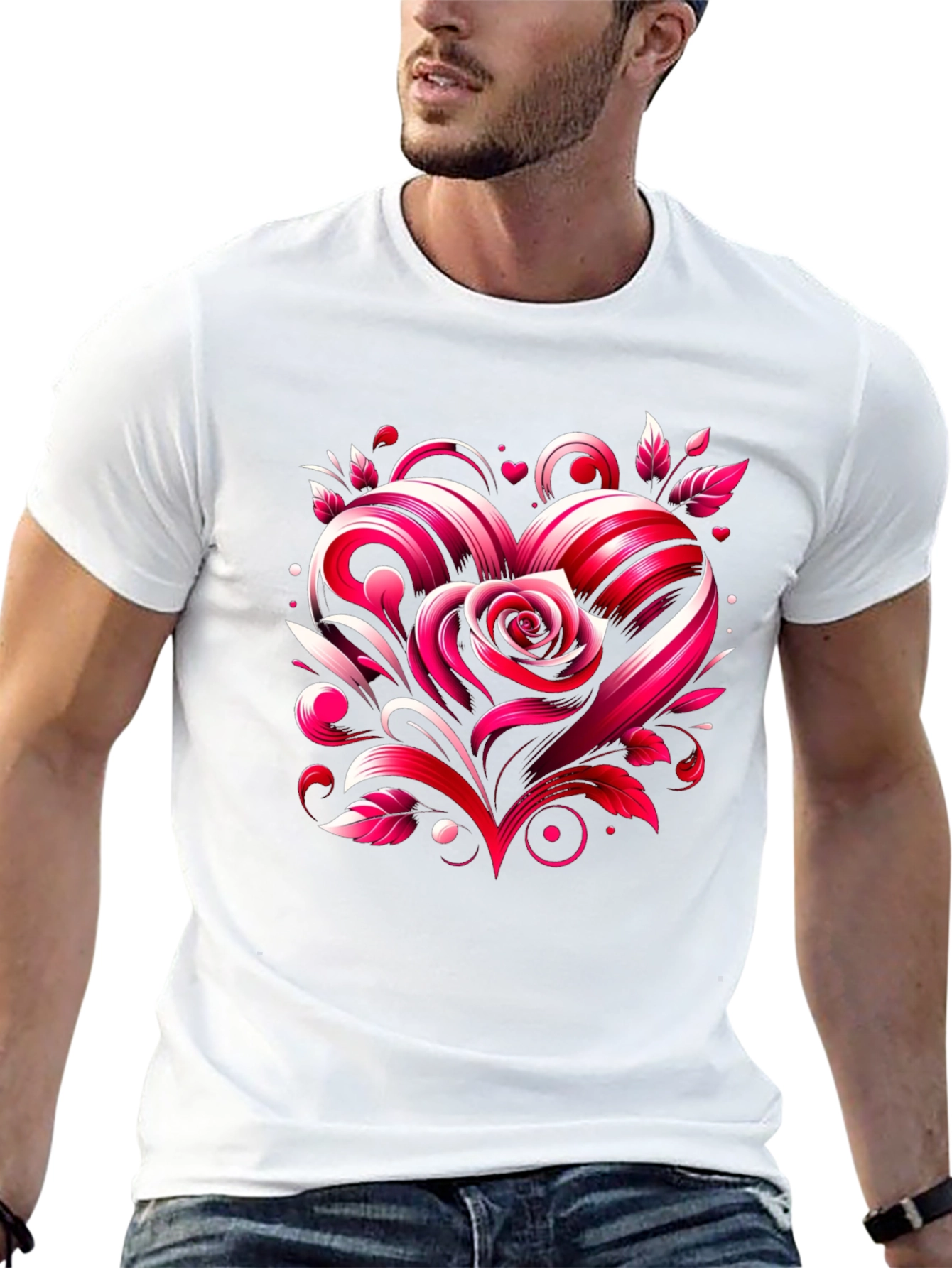 Heart Rose Graphic Tee - Valentines Day Shirt