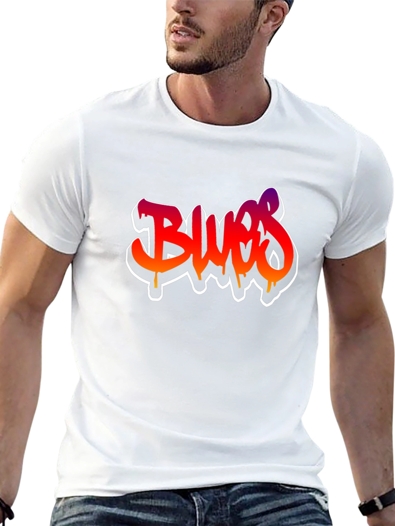 Blues Graffiti Style Graphic T-Shirt