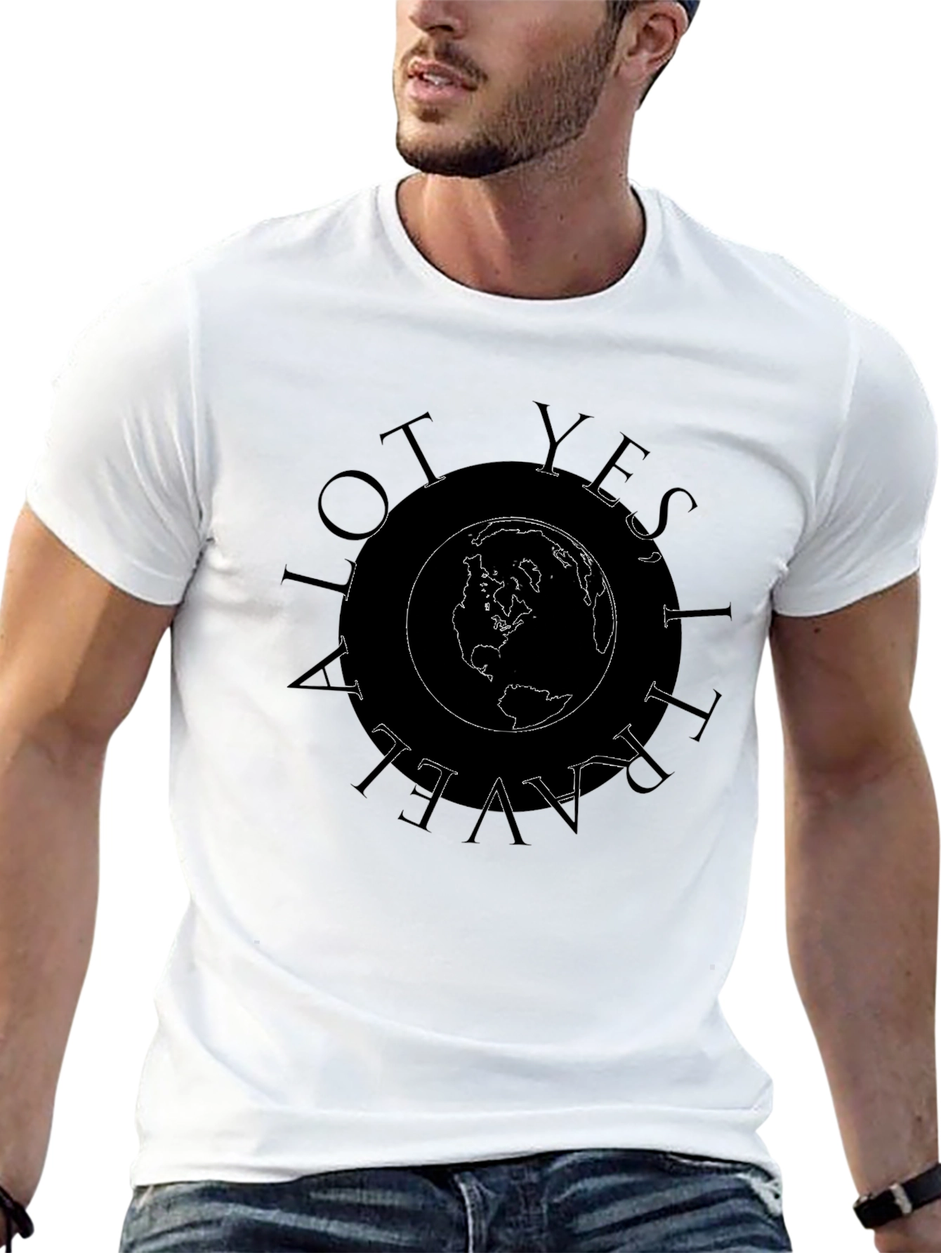 Travel Globe Graphic T-Shirt - Black