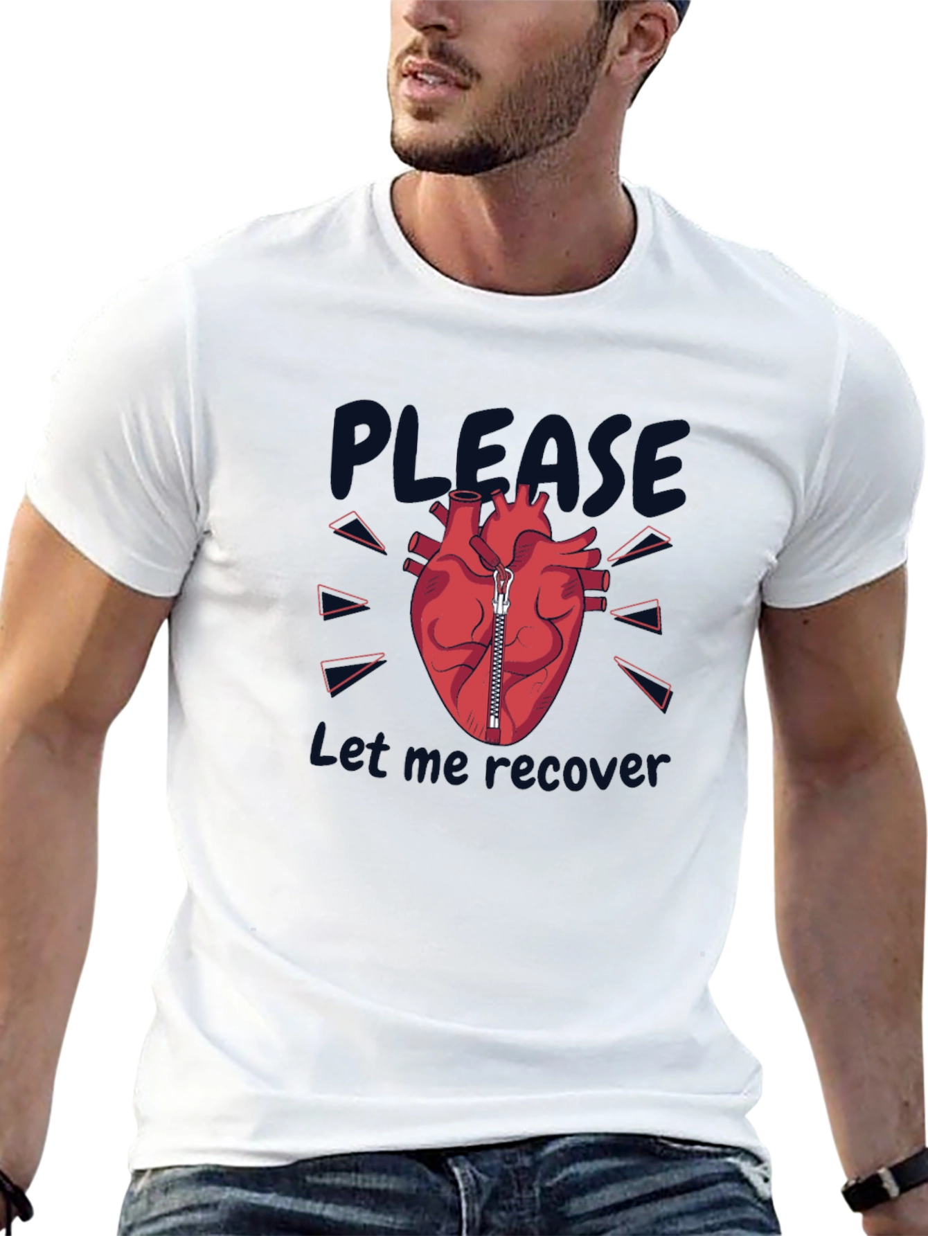 Please Let Me Recover Heart Zipper T-Shirt