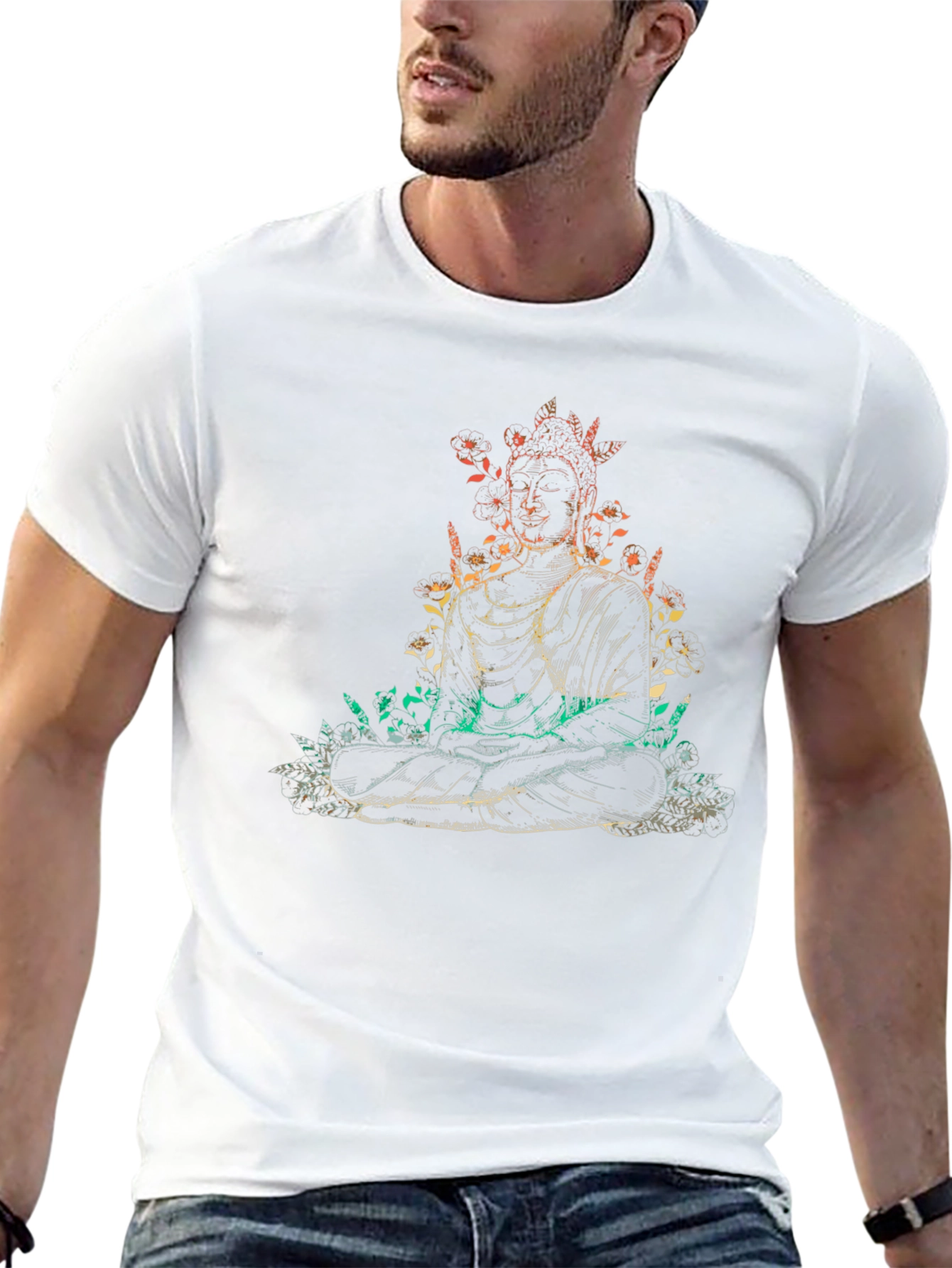 Buddha Graphic Print Tee - Casual Relaxed Fit T-Shirt