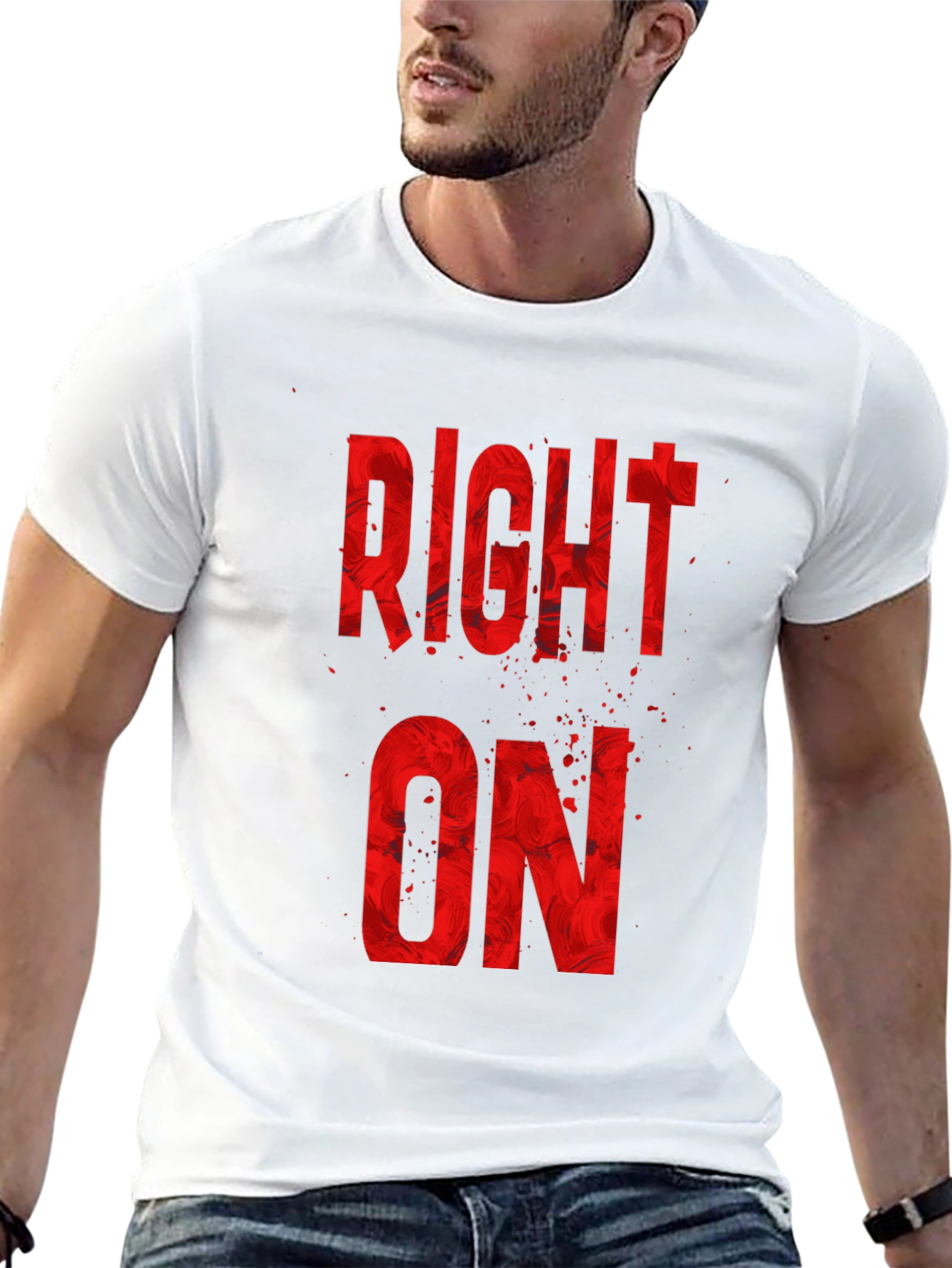 Right On Graphic Tee - Bold Red Design