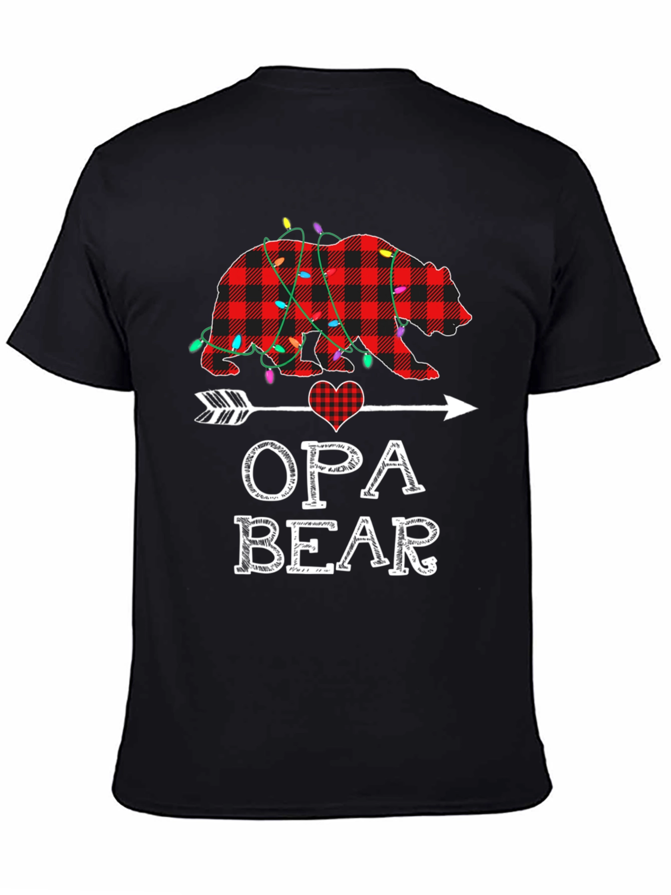 Opa Bear Plaid Christmas Lights T-Shirt