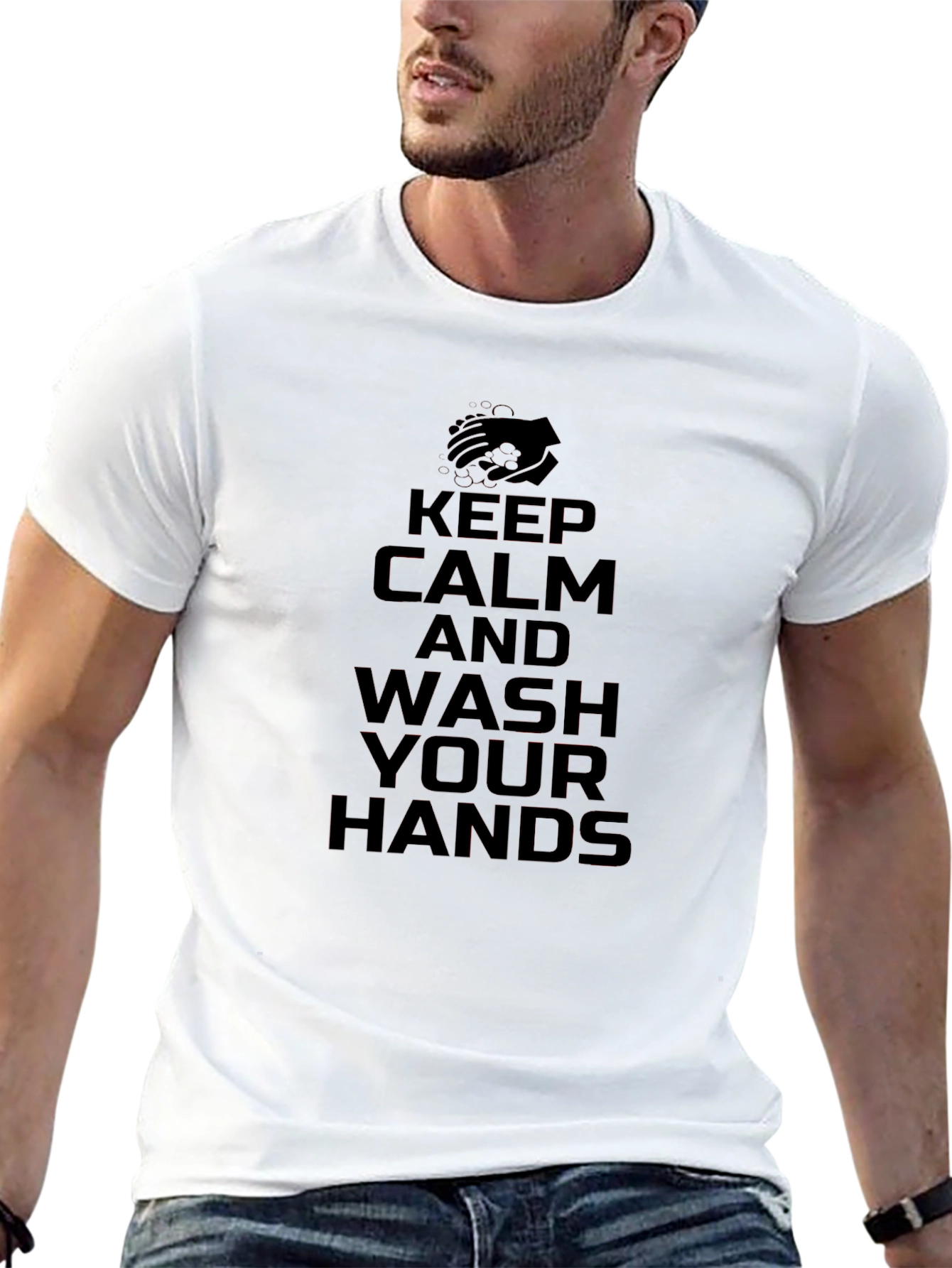 Keep Calm Wash Hands Graphic T-Shirt