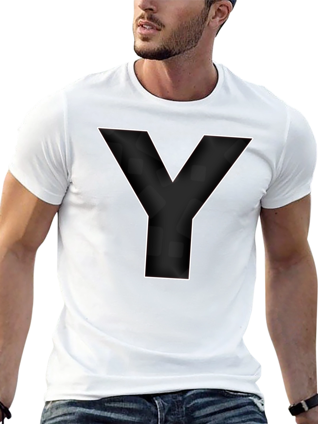 Bold Initial Y Graphic Tee - Classic Black