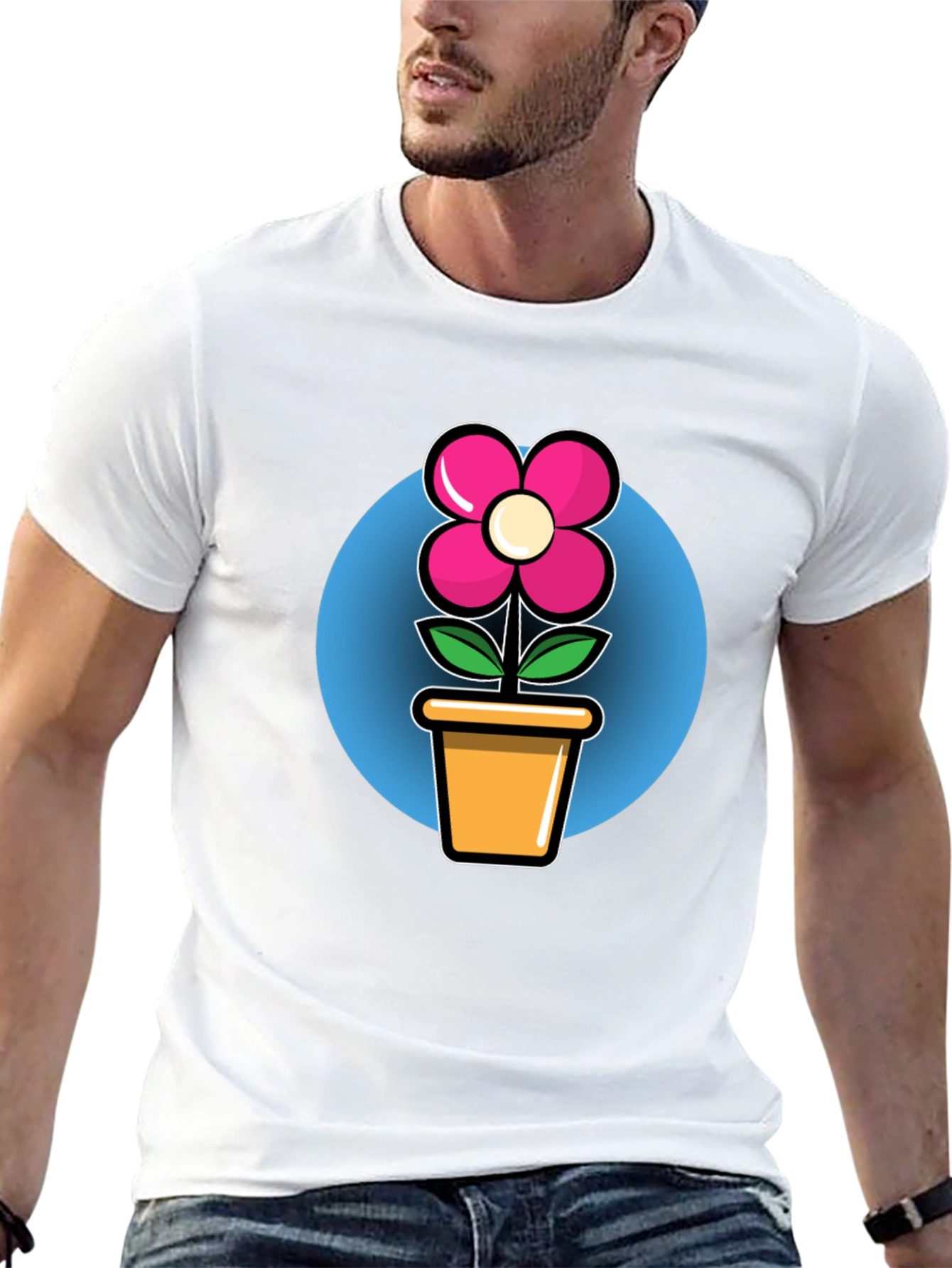 Flower in Pot Graphic Tee - Black