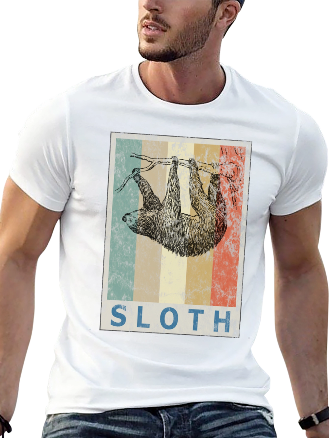 Retro Sloth Graphic T-Shirt - Cute Animal Tee