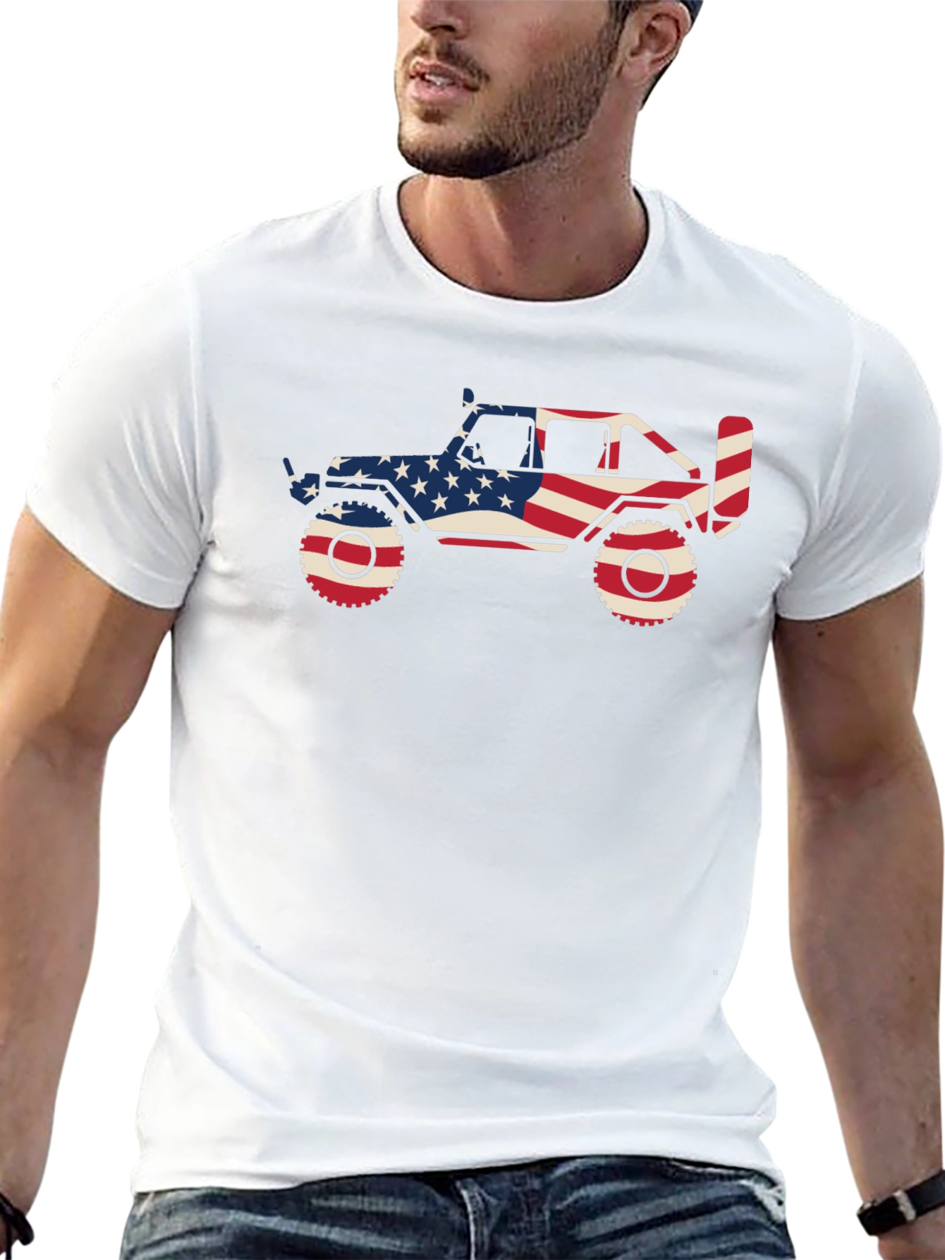 Patriotic Jeep Graphic Tee - Black