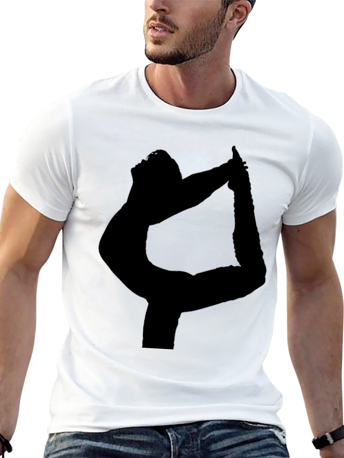 Yoga Silhouette Graphic Tee - Black Cotton T-Shirt