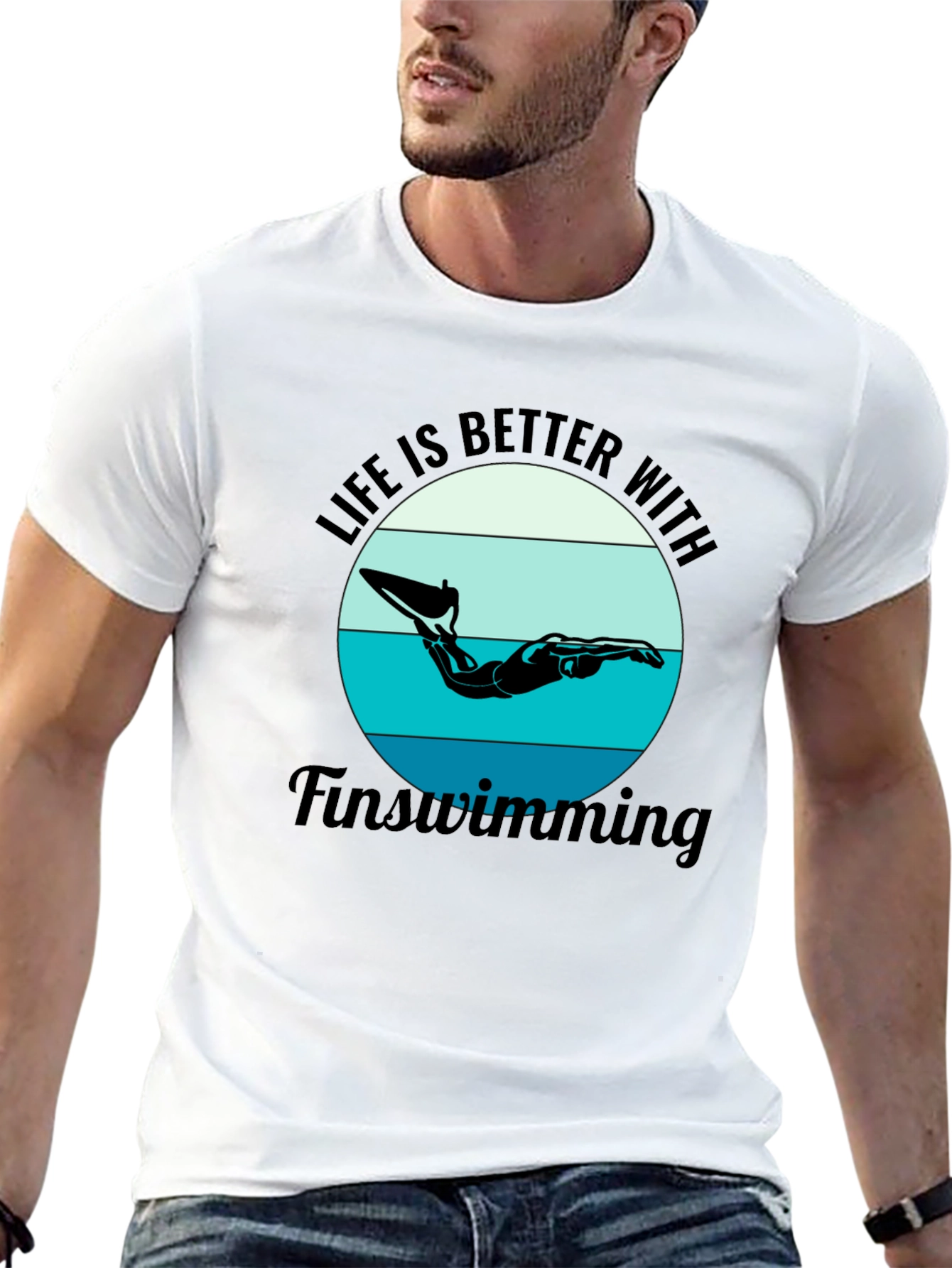 Life is Better Fin Swimming Black T-Shirt