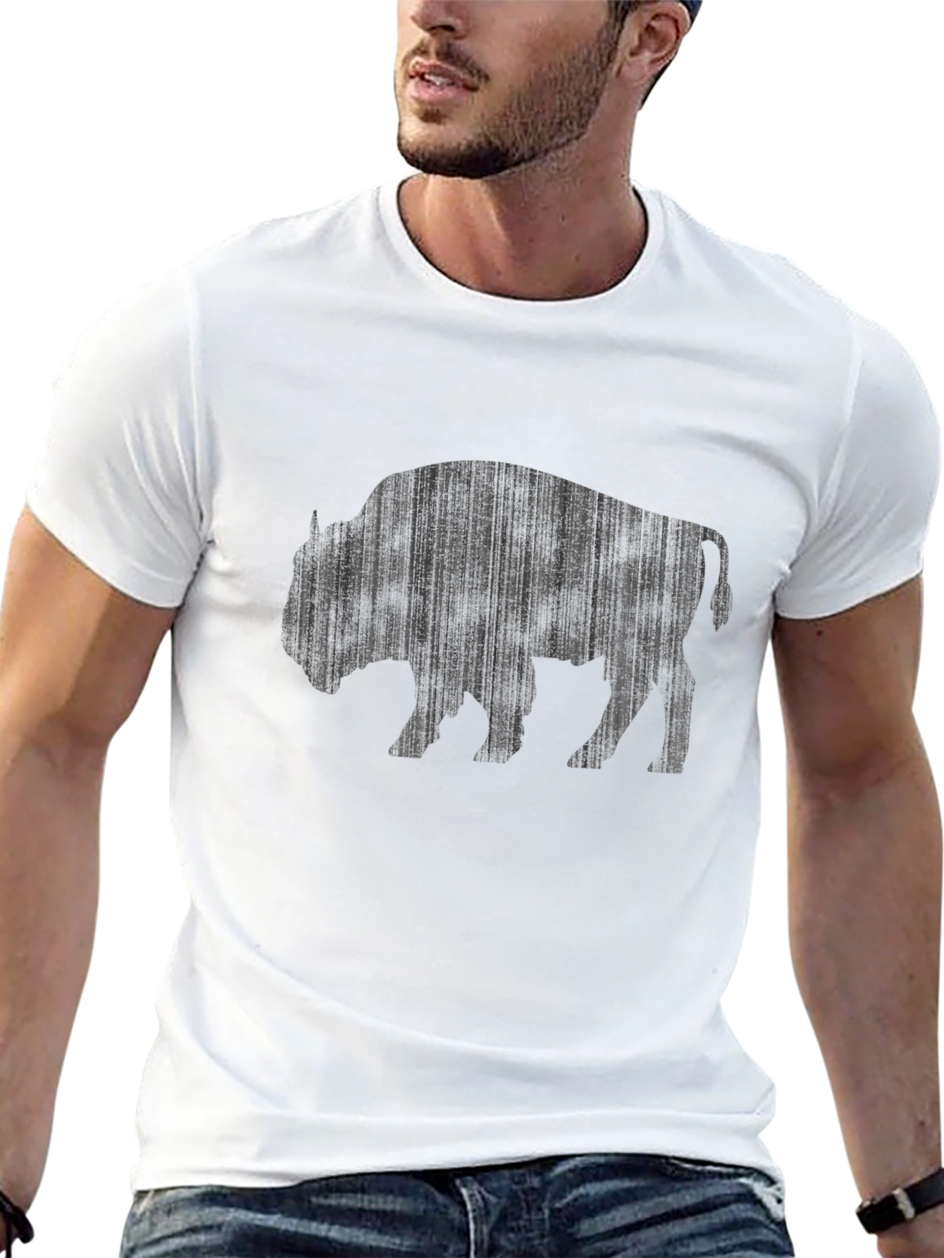 Bison Graphic Tee - Black Cotton T-Shirt