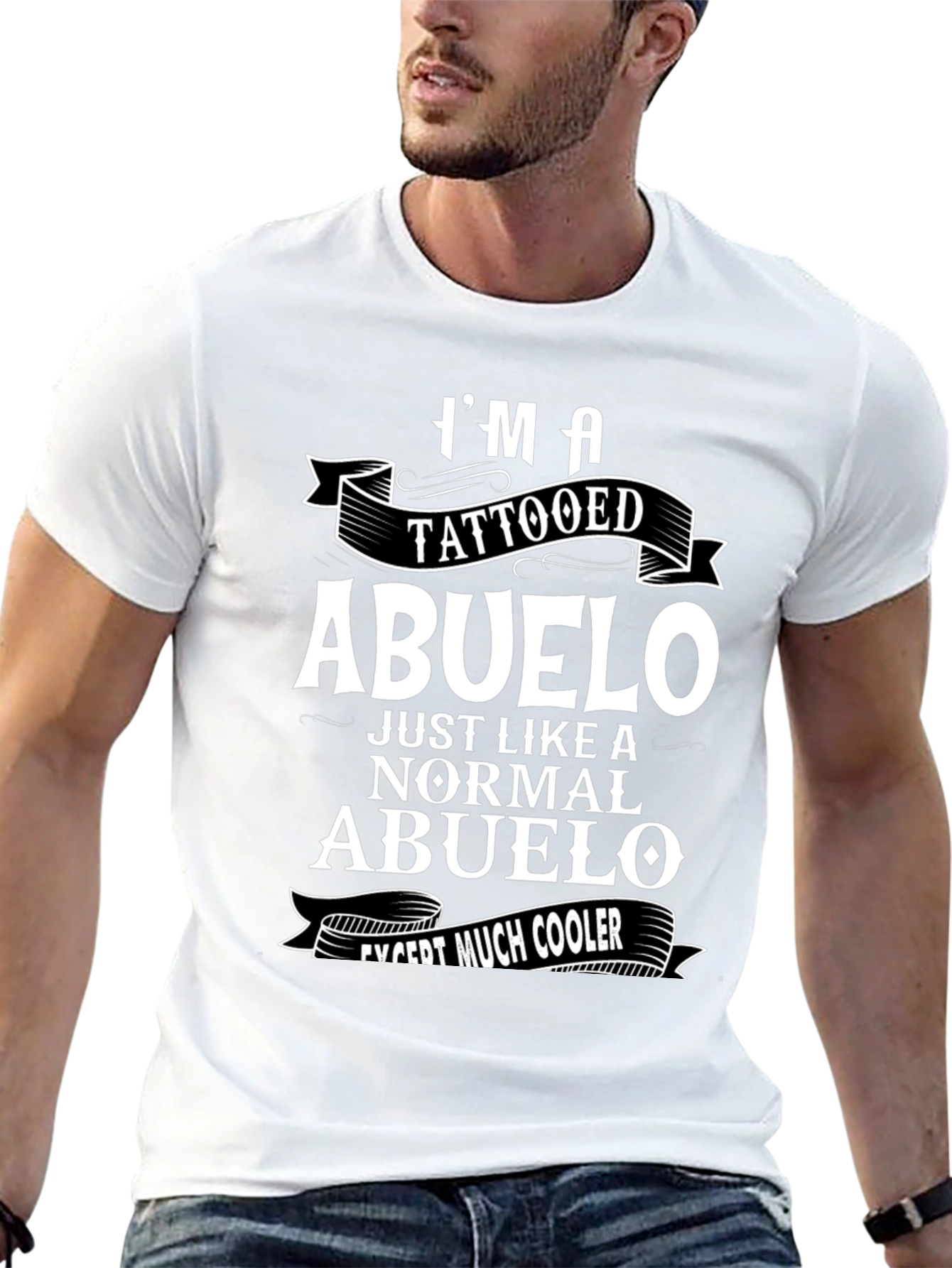 Tattooed Abuelo Graphic Tee - Cool Grandpa T-Shirt