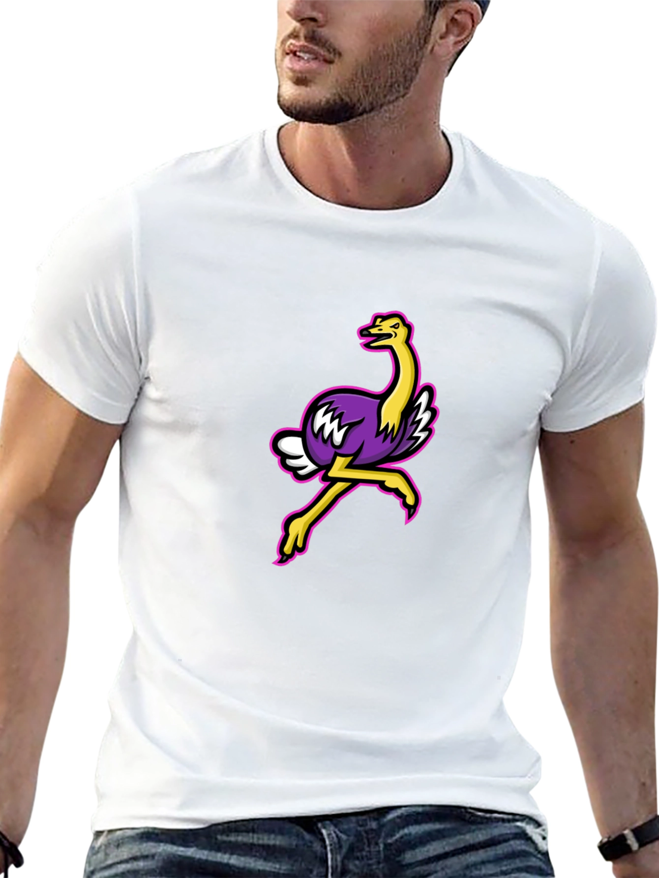 Cool Ostrich Graphic Tee - Black Unisex T-Shirt