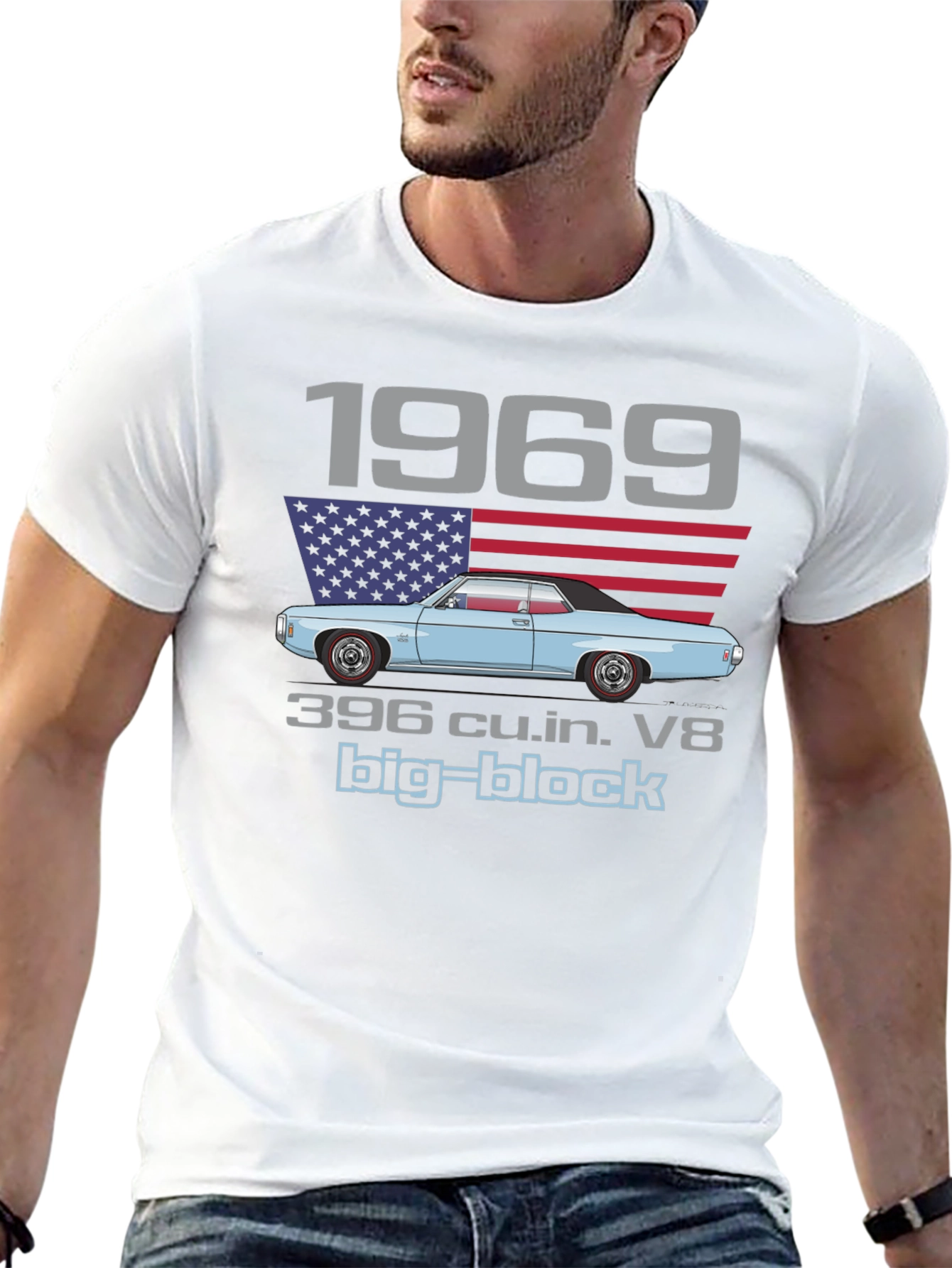 1969 Muscle Car Big Block V8 Graphic T-Shirt