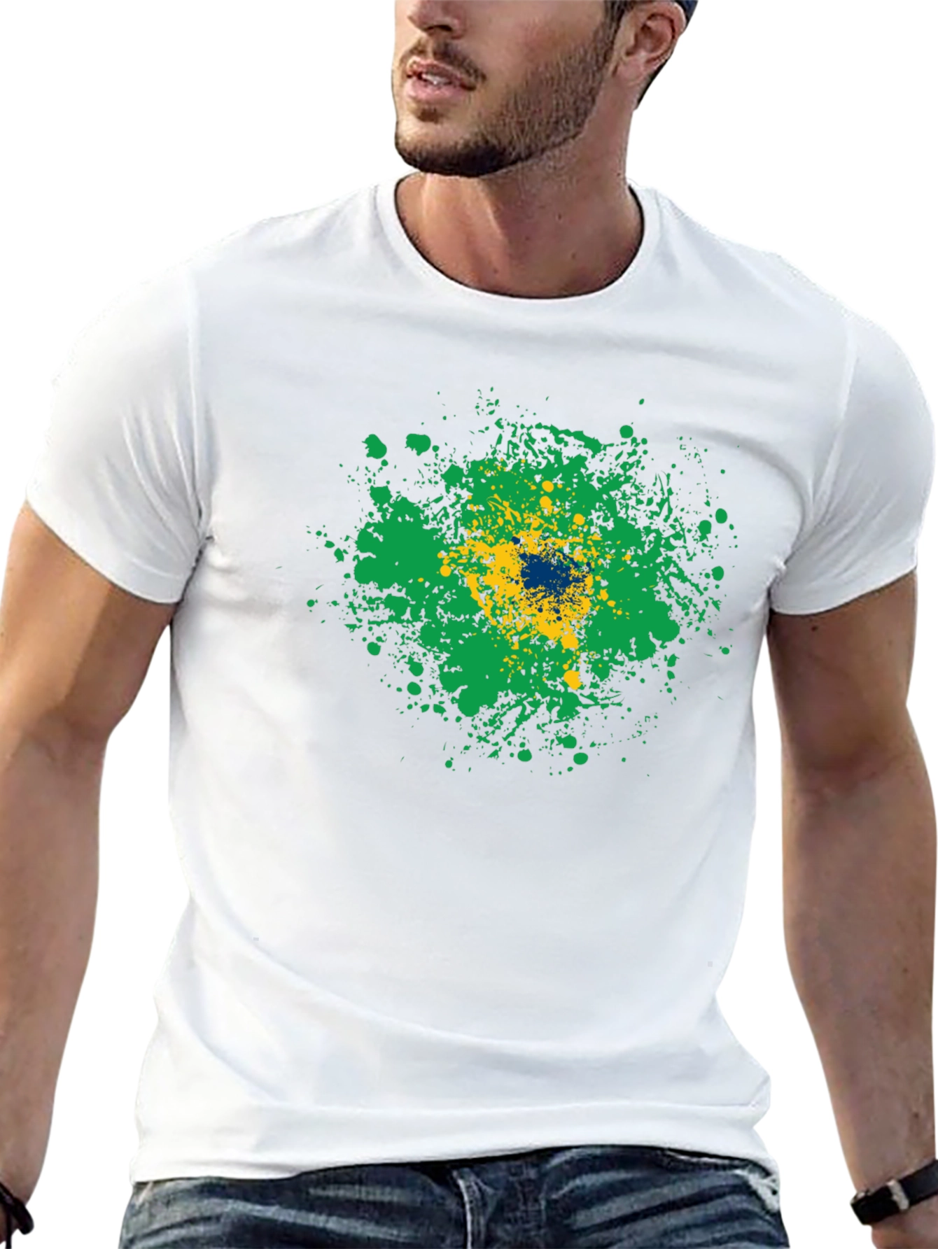Brazil Flag Splatter Graphic T-Shirt