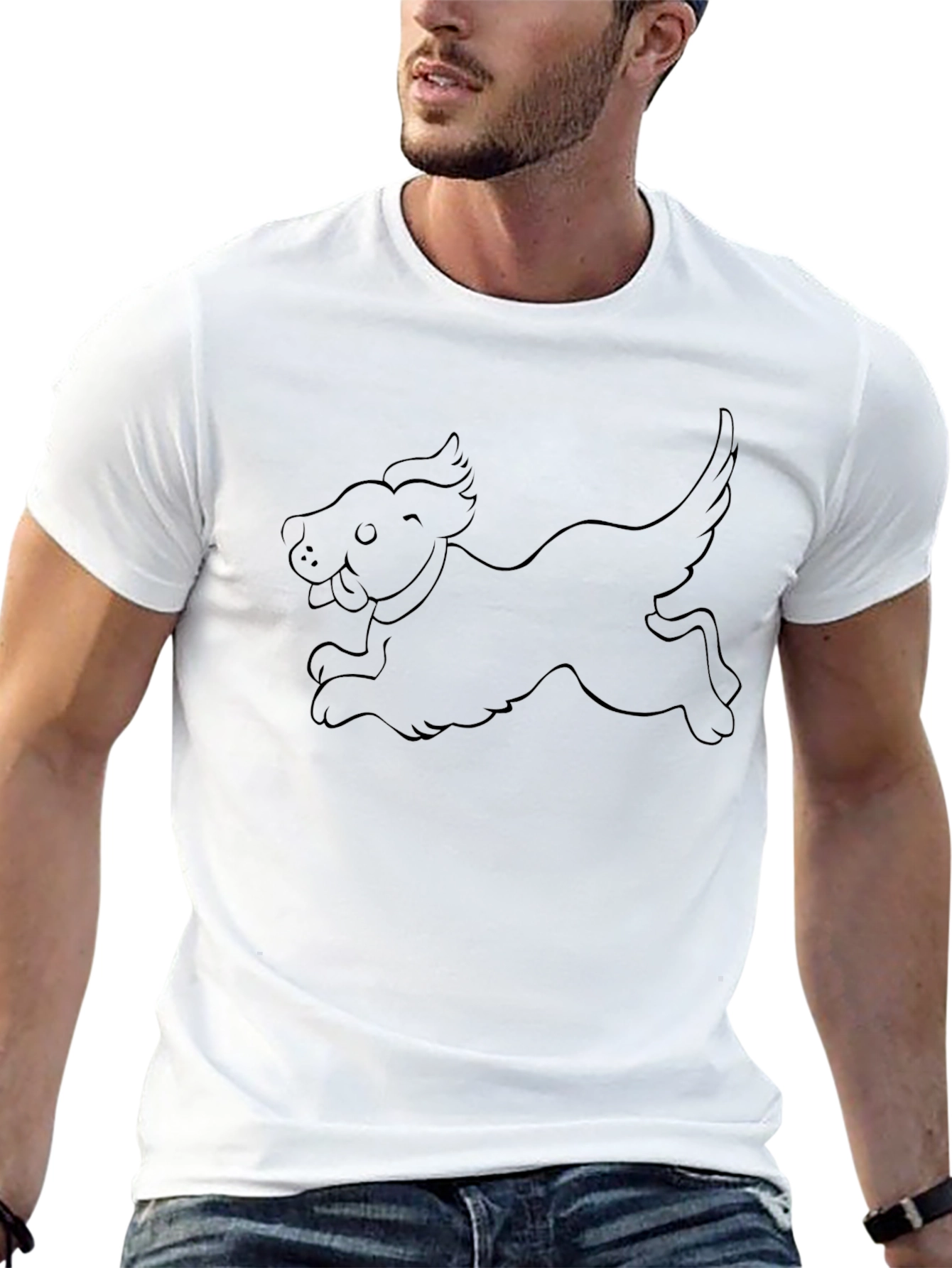 Dog Outline Graphic Black T-Shirt