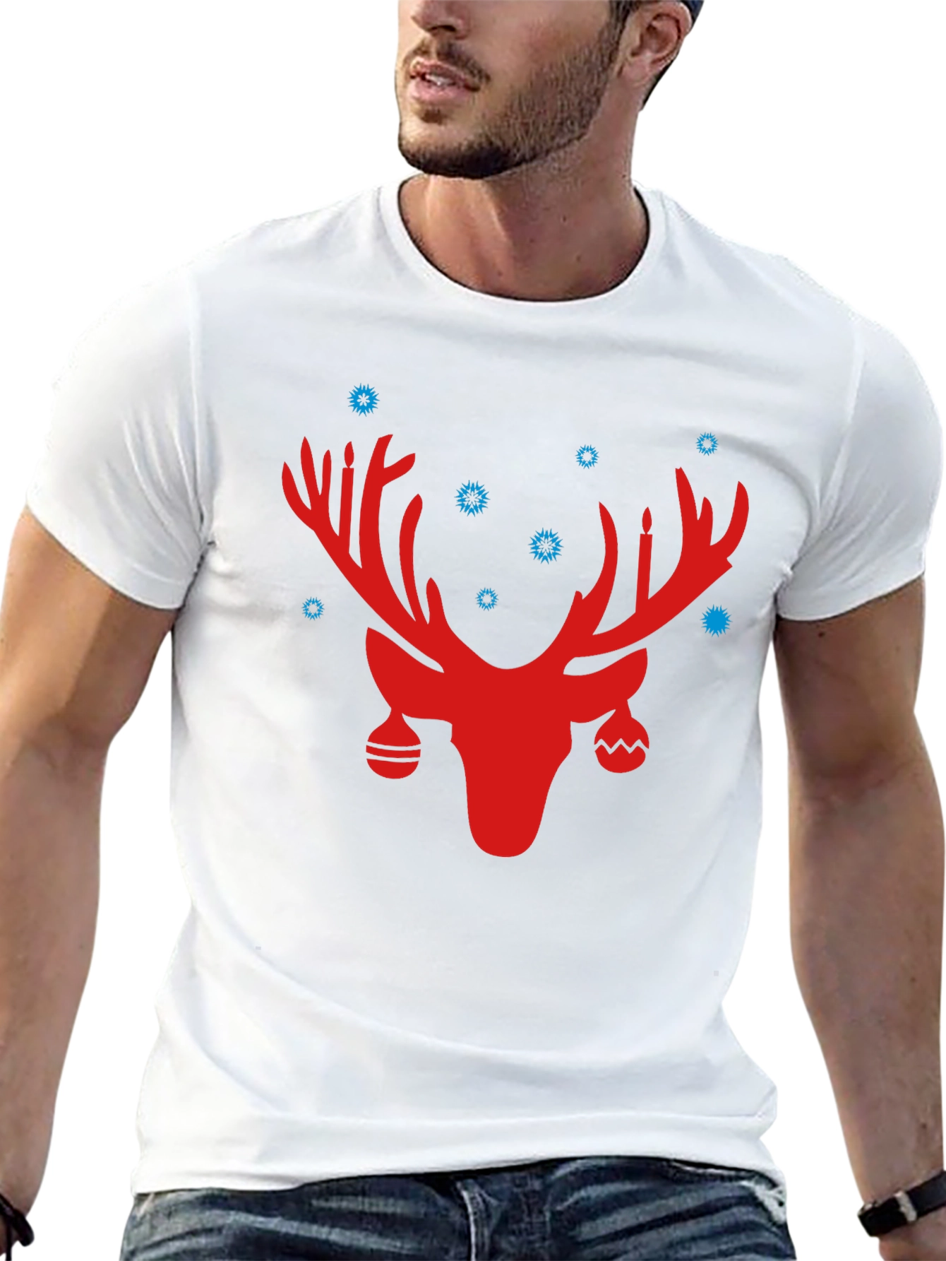 Festive Reindeer Graphic Tee - Holiday Cheer!