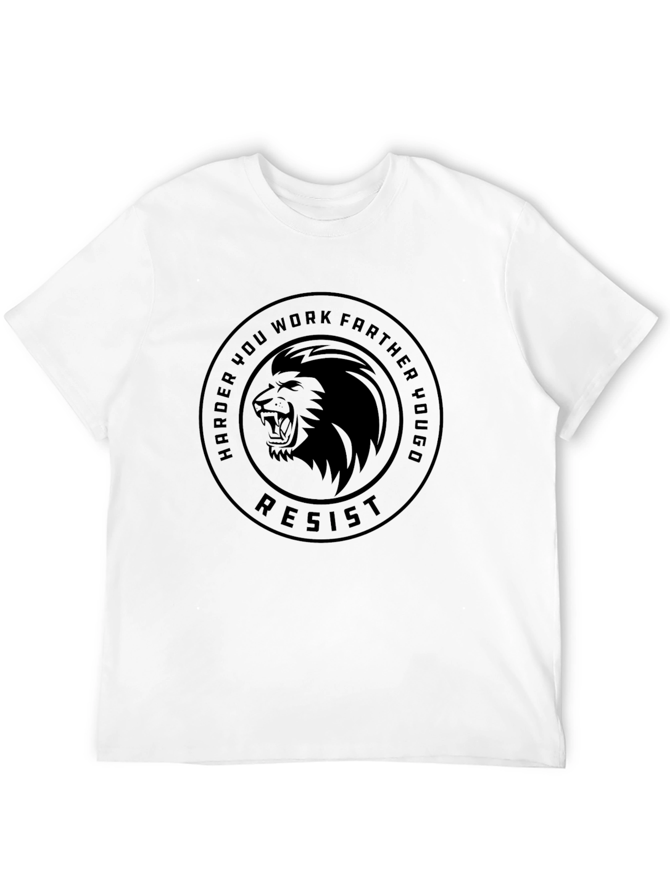 Motivational Lion Resist Graphic Tee - Black