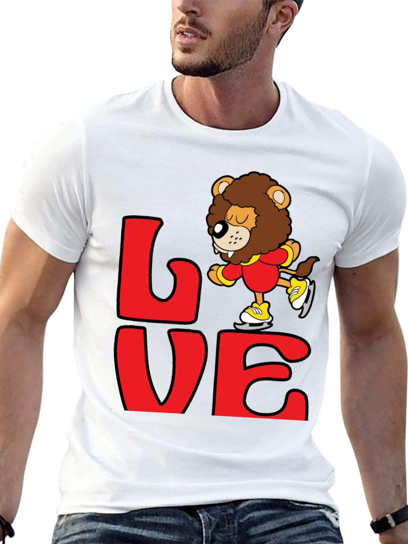 Lion Skater Graphic Tee - Love Design