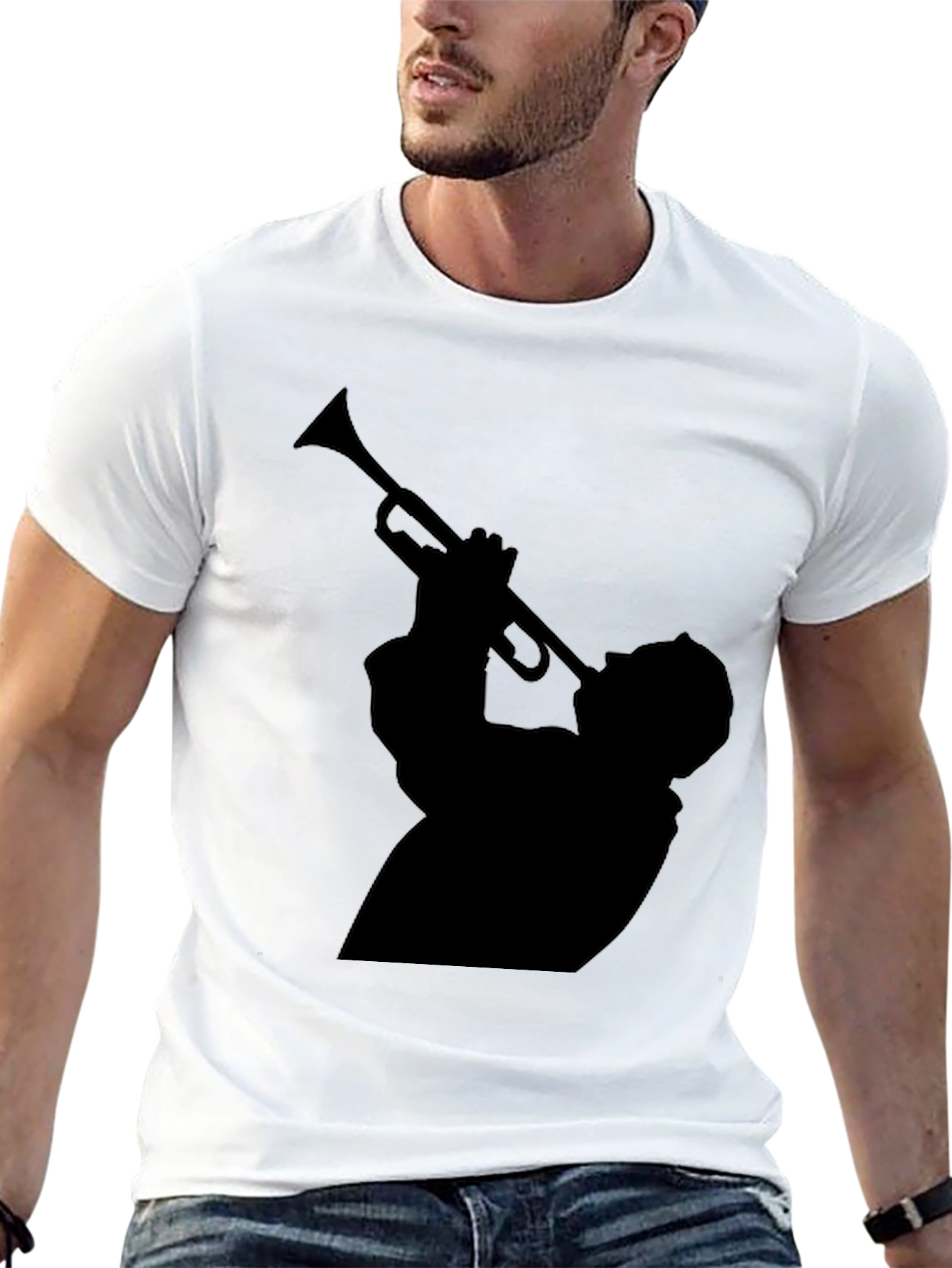 Cool Musician Silhouette Graphic T-Shirt