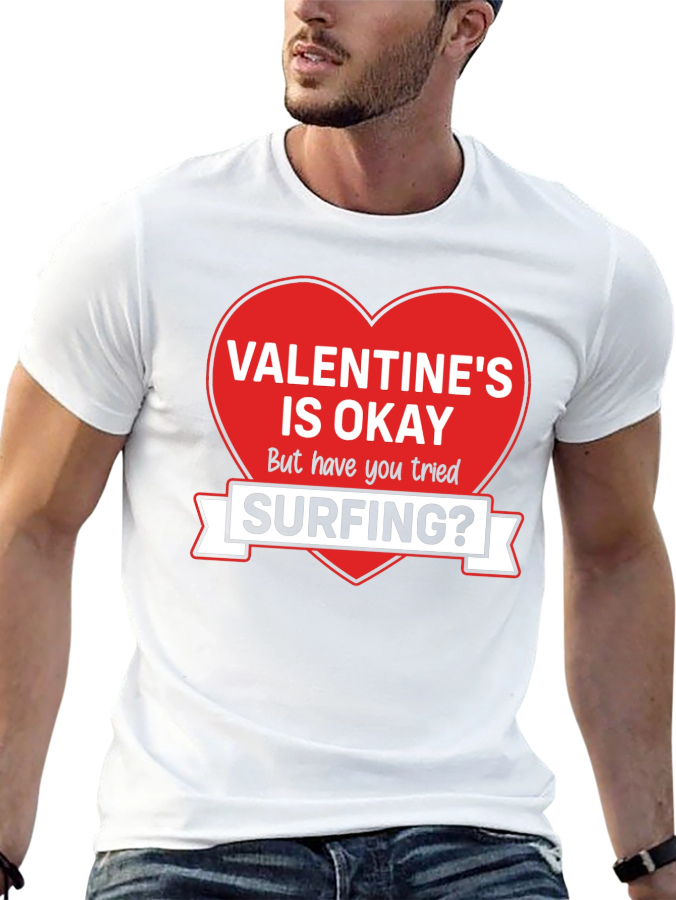 Valentines Day Surfing Graphic Tee