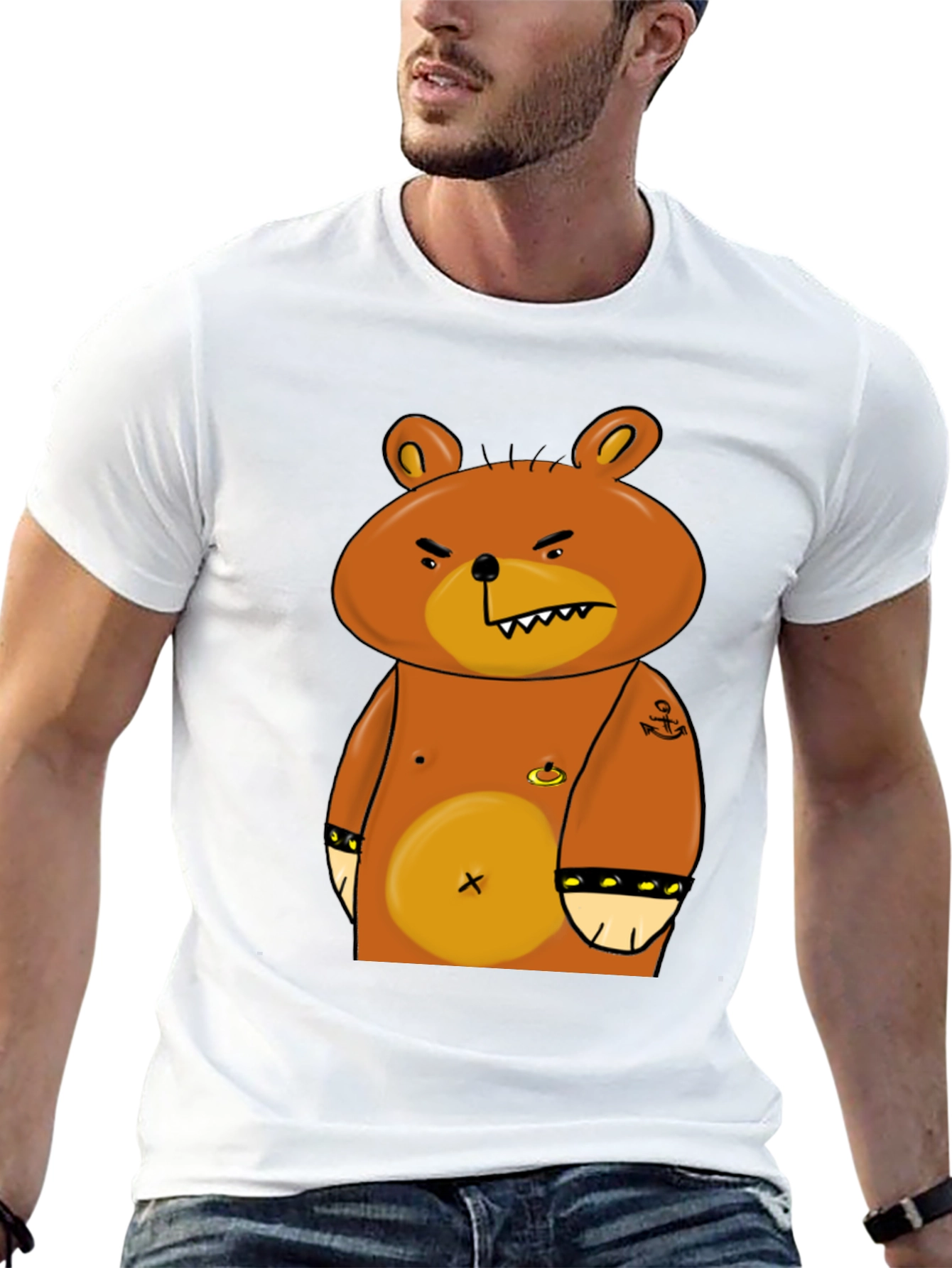 Angry Cartoon Bear Graphic T-Shirt