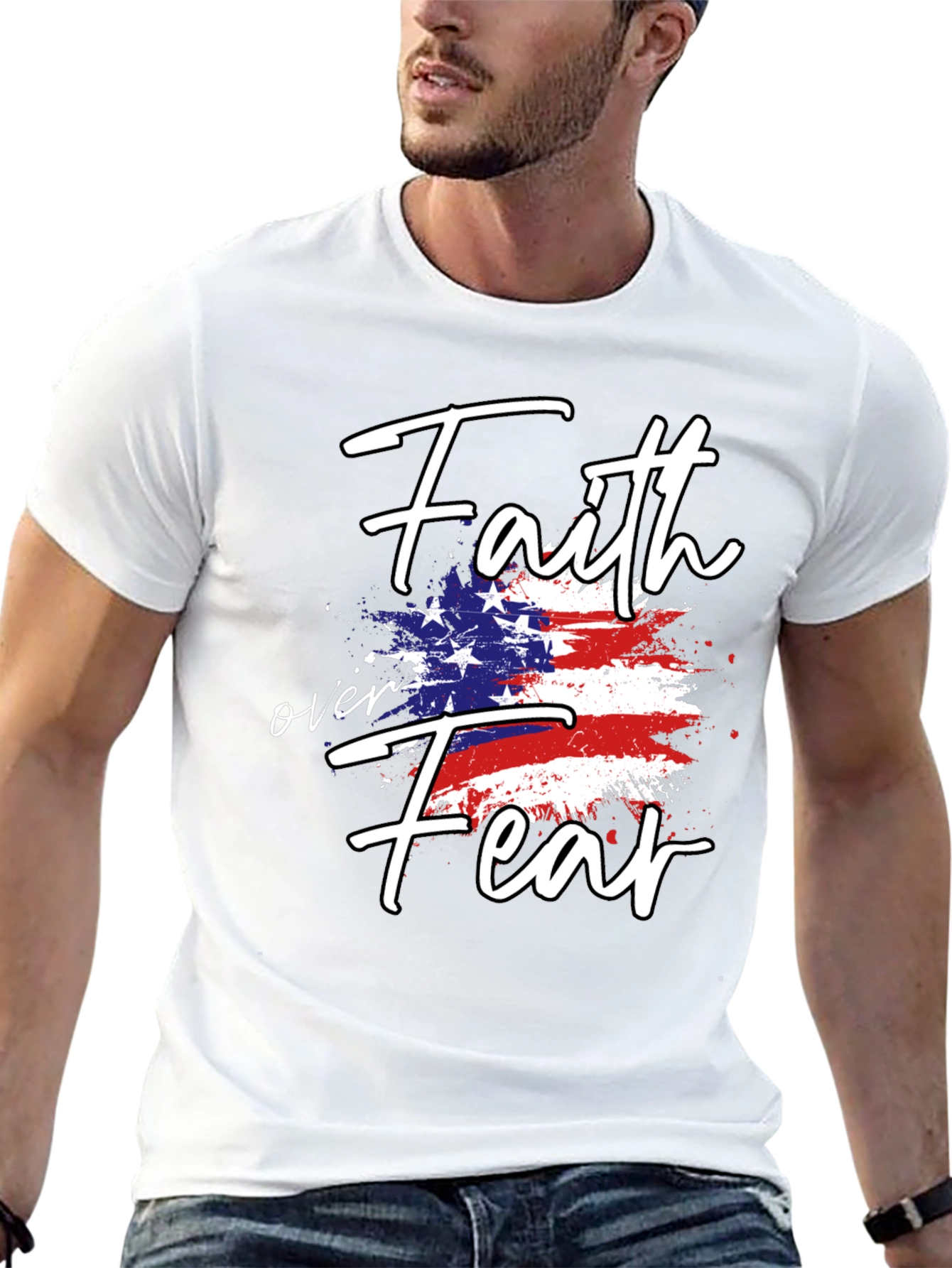 Faith Over Fear Patriotic Graphic Tee