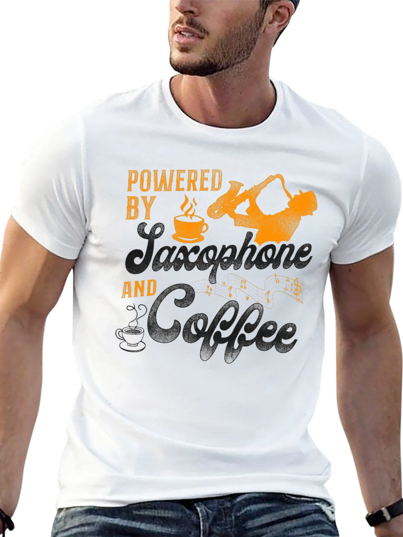 Saxophone and Coffee T-Shirt - Musician Apparel