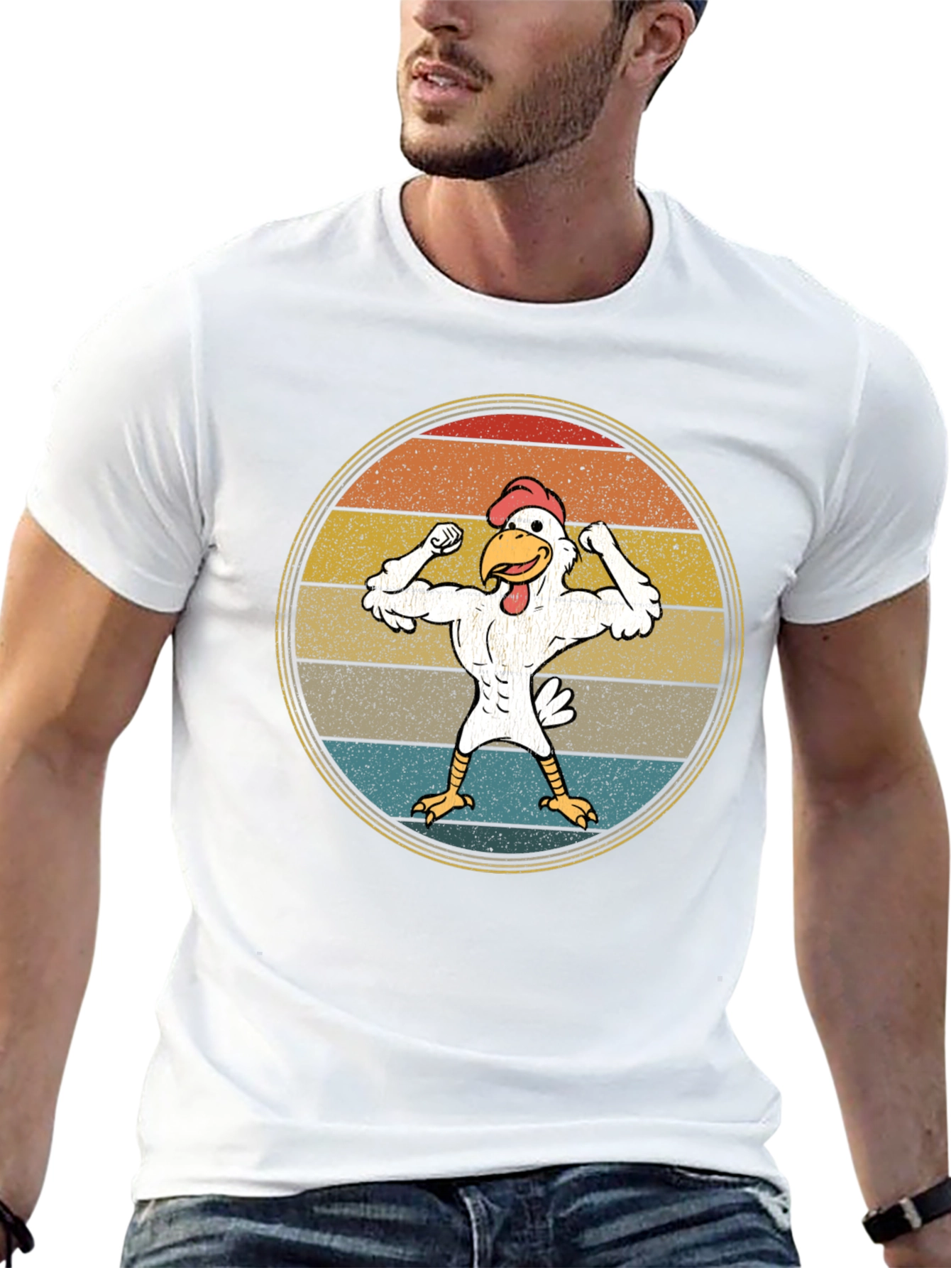 Retro Buff Chicken T-Shirt