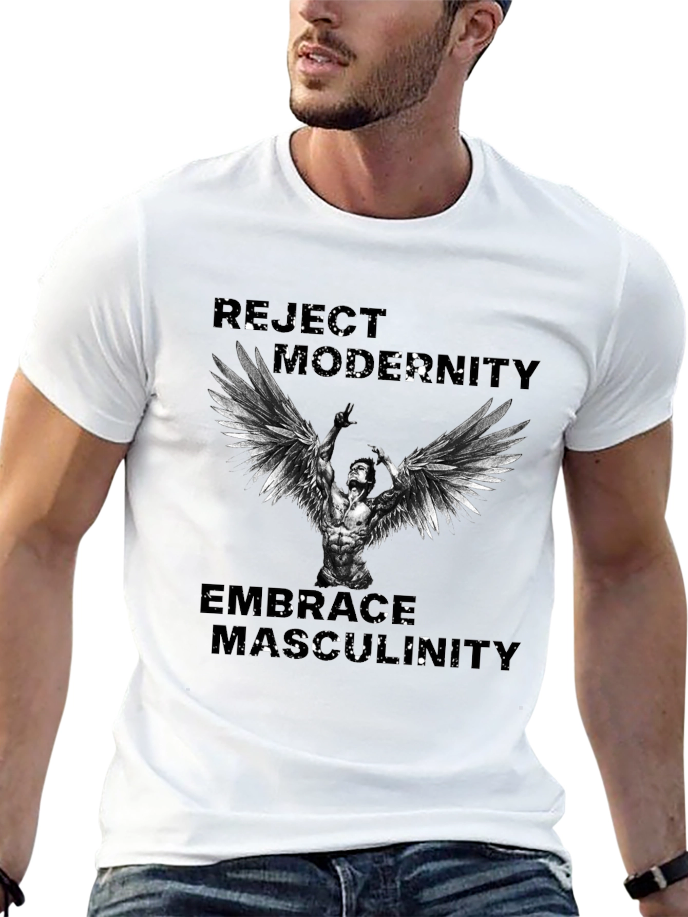 Reject Modernity Embrace Masculinity Graphic T-Shirt