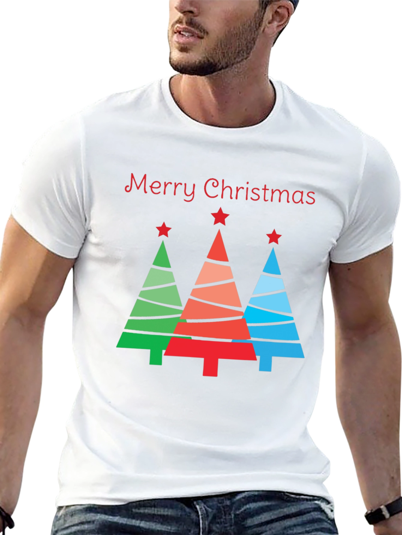 Merry Christmas Tree Graphic T-Shirt