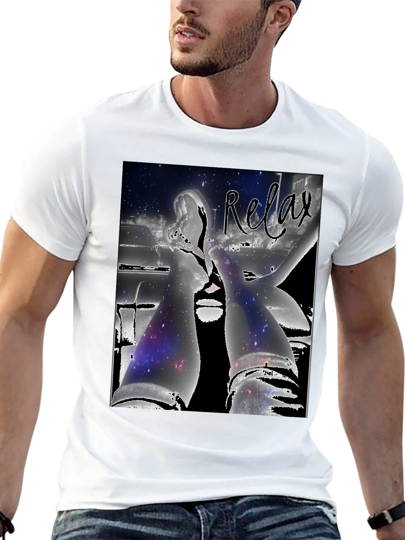 Relax Graphic Tee - Stylish Galaxy Design