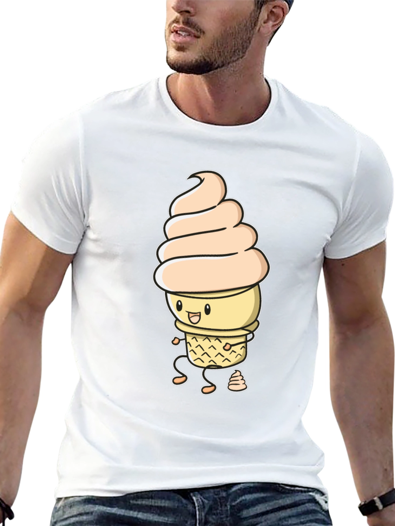 Funny Ice Cream Graphic Black T-Shirt