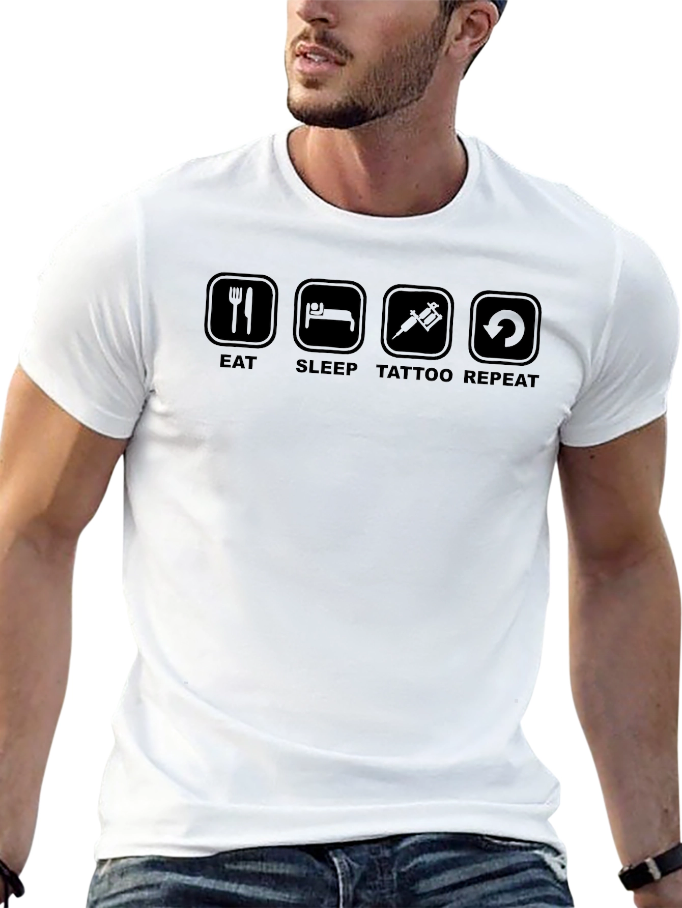 Eat Sleep Tattoo Repeat Black T-Shirt
