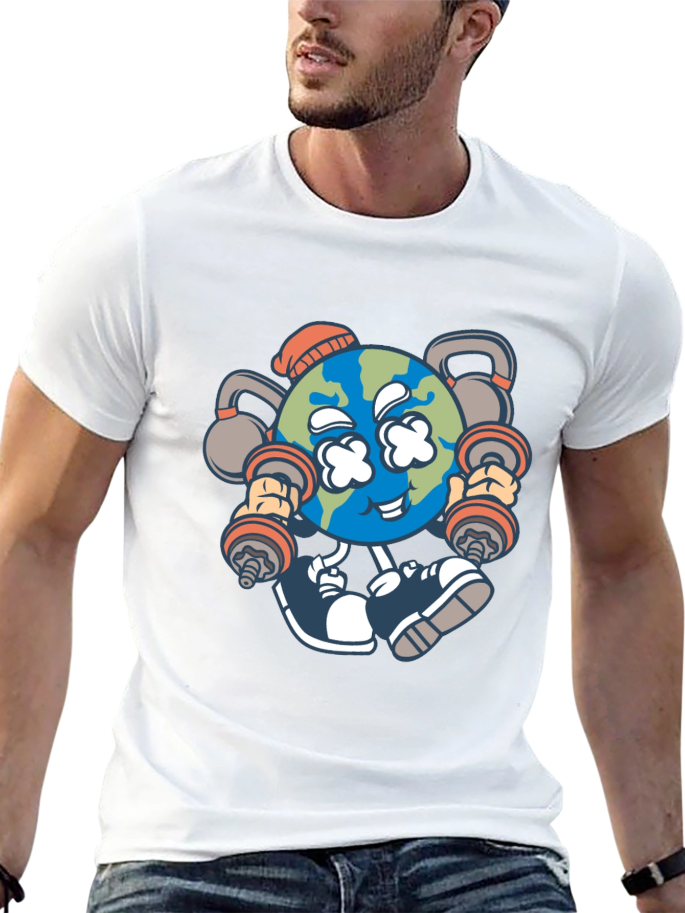 Funny Earth Workout Graphic T-Shirt