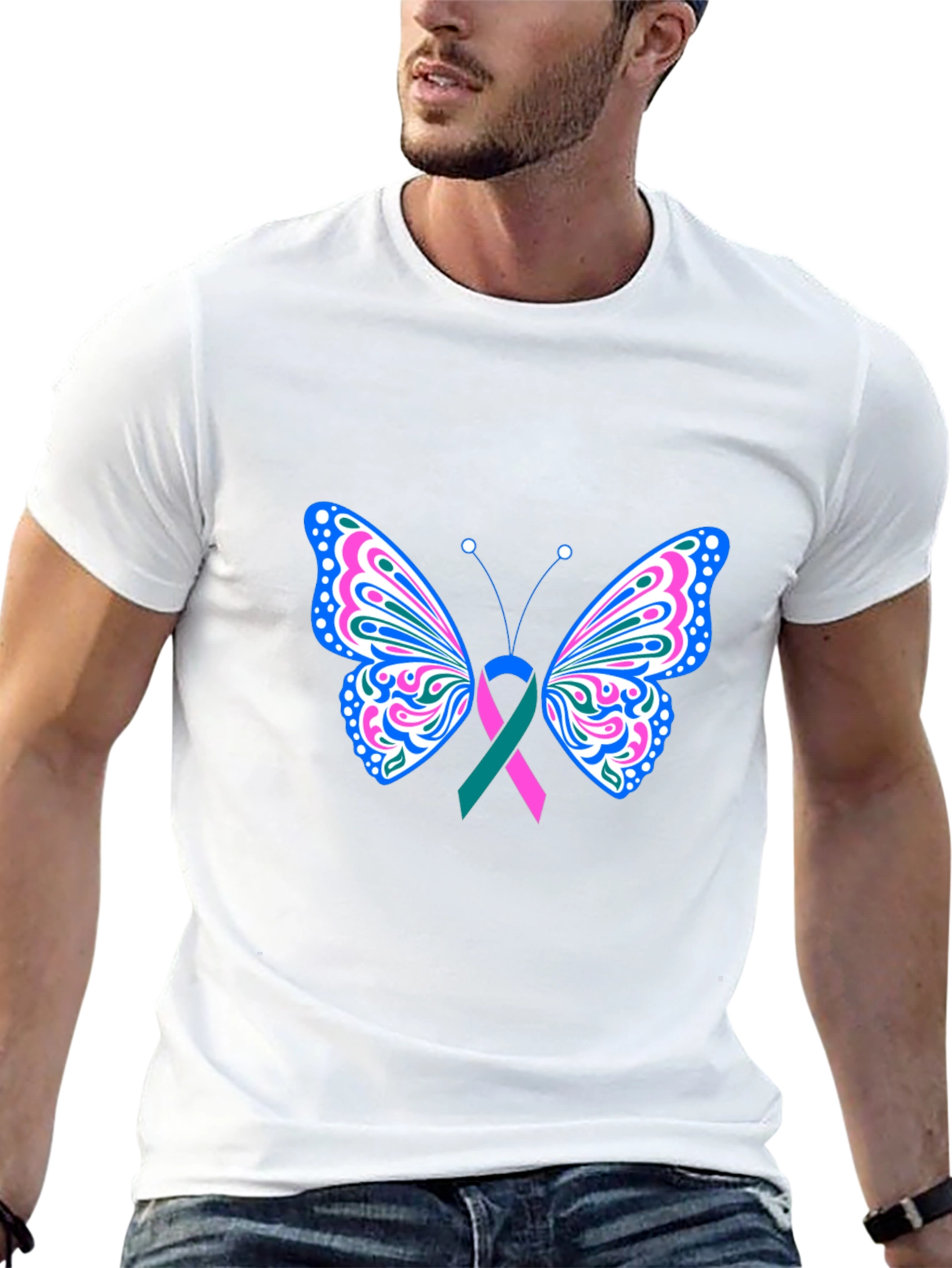 Butterfly Ribbon Black T-Shirt