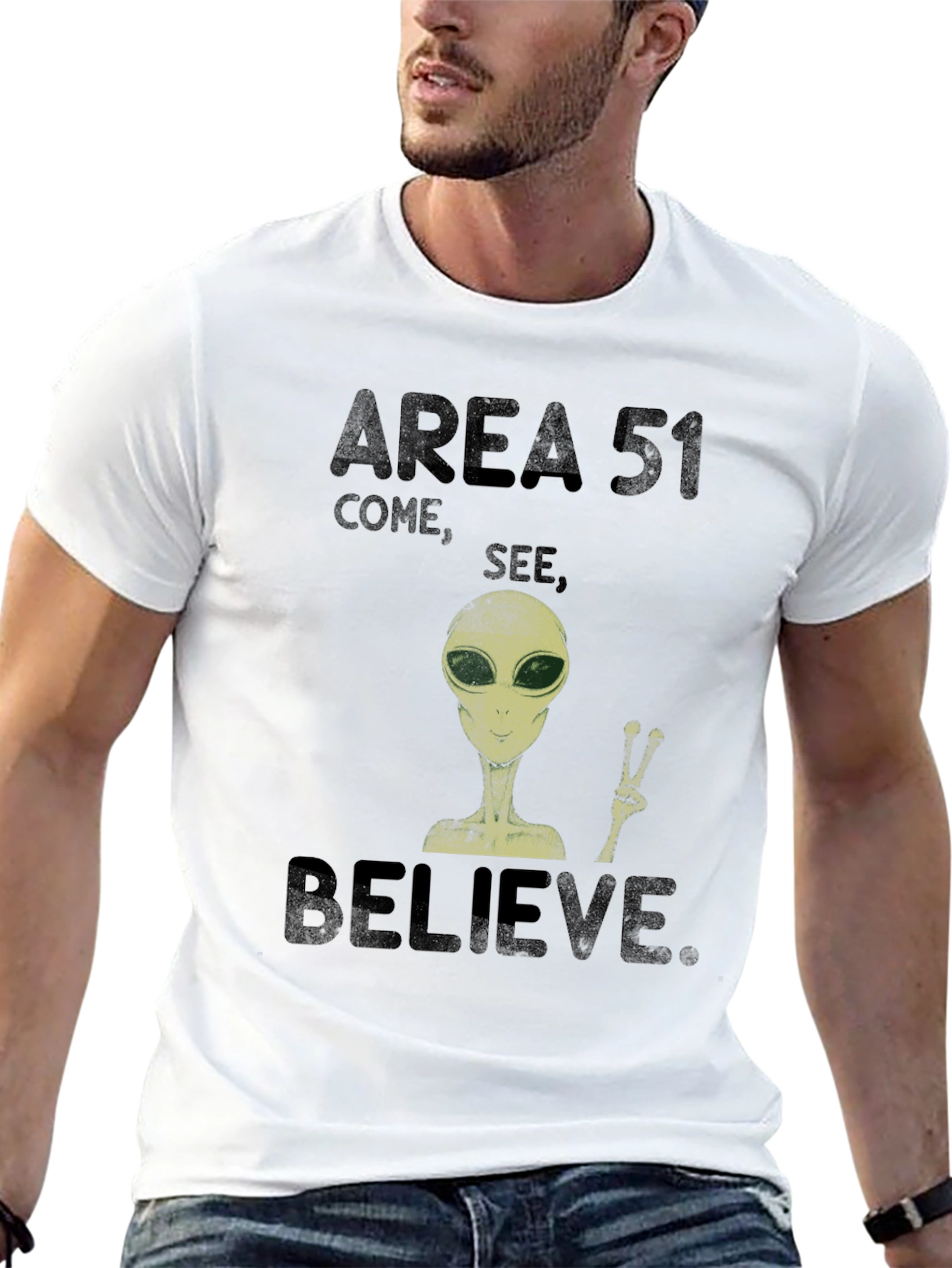 Area 51 Come See Believe Alien Graphic T-Shirt