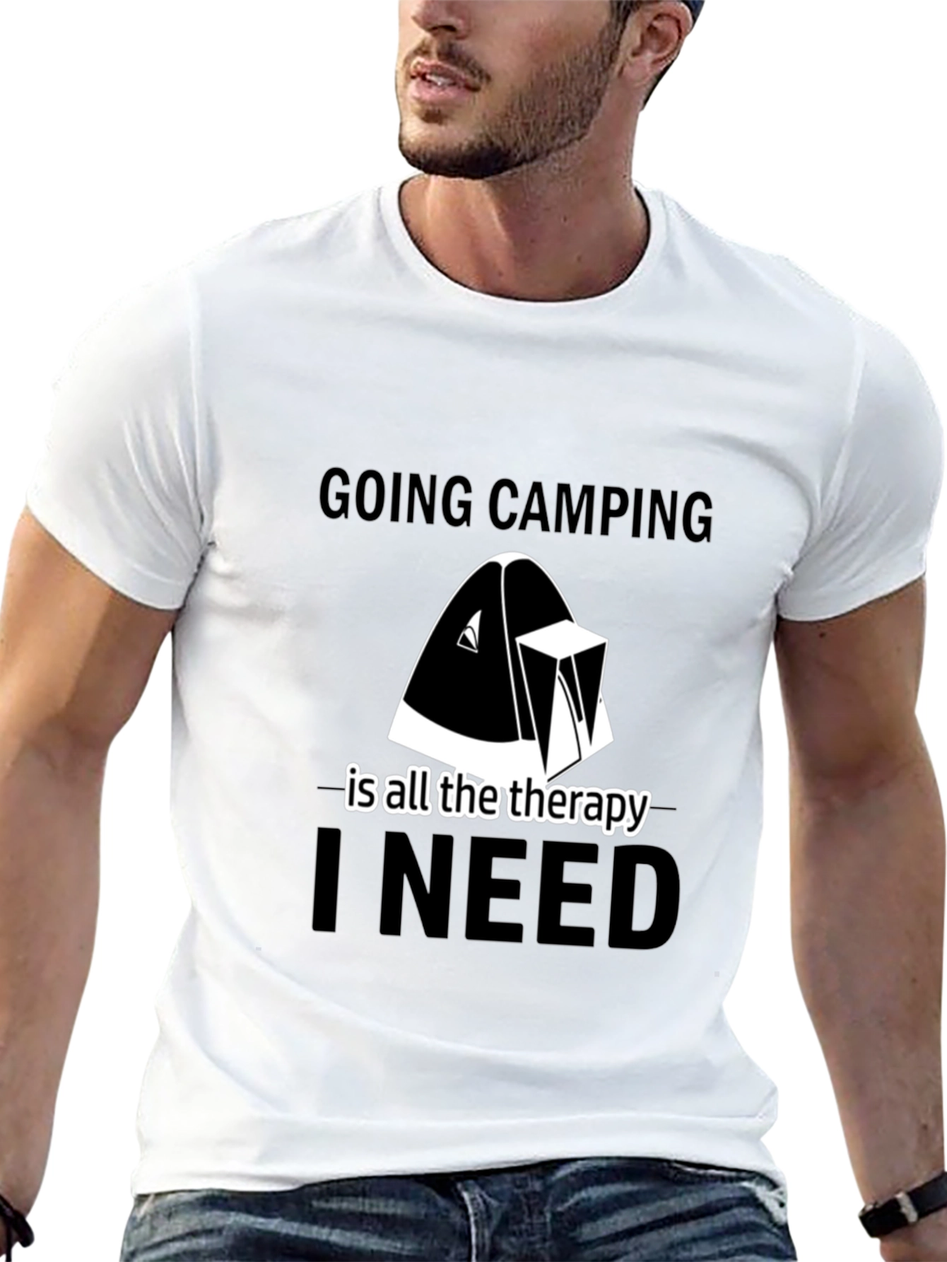 Camping Therapy Tee - Black Graphic T-Shirt
