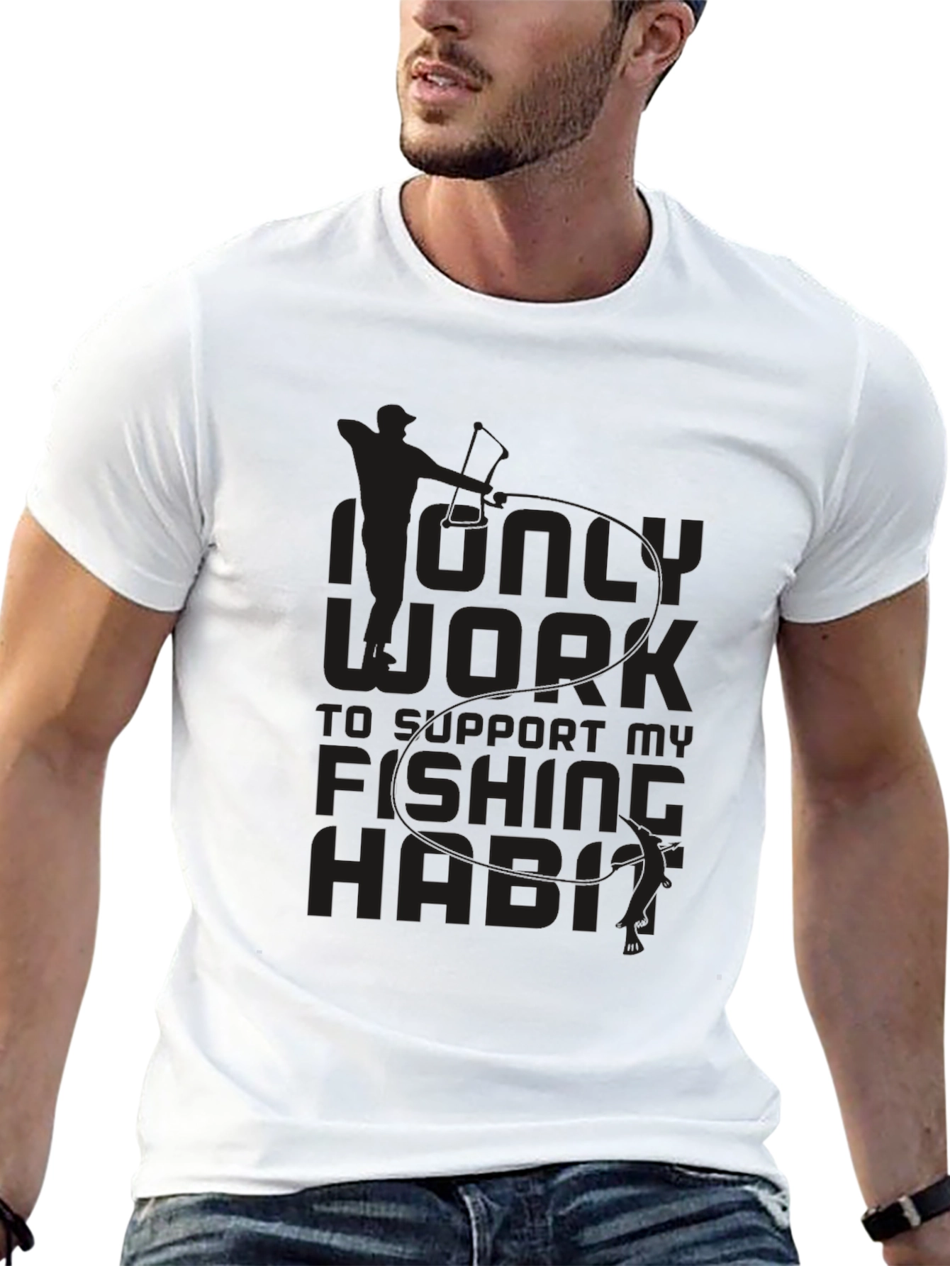 Fishing Habit T-Shirt - Black Crew Neck Tee