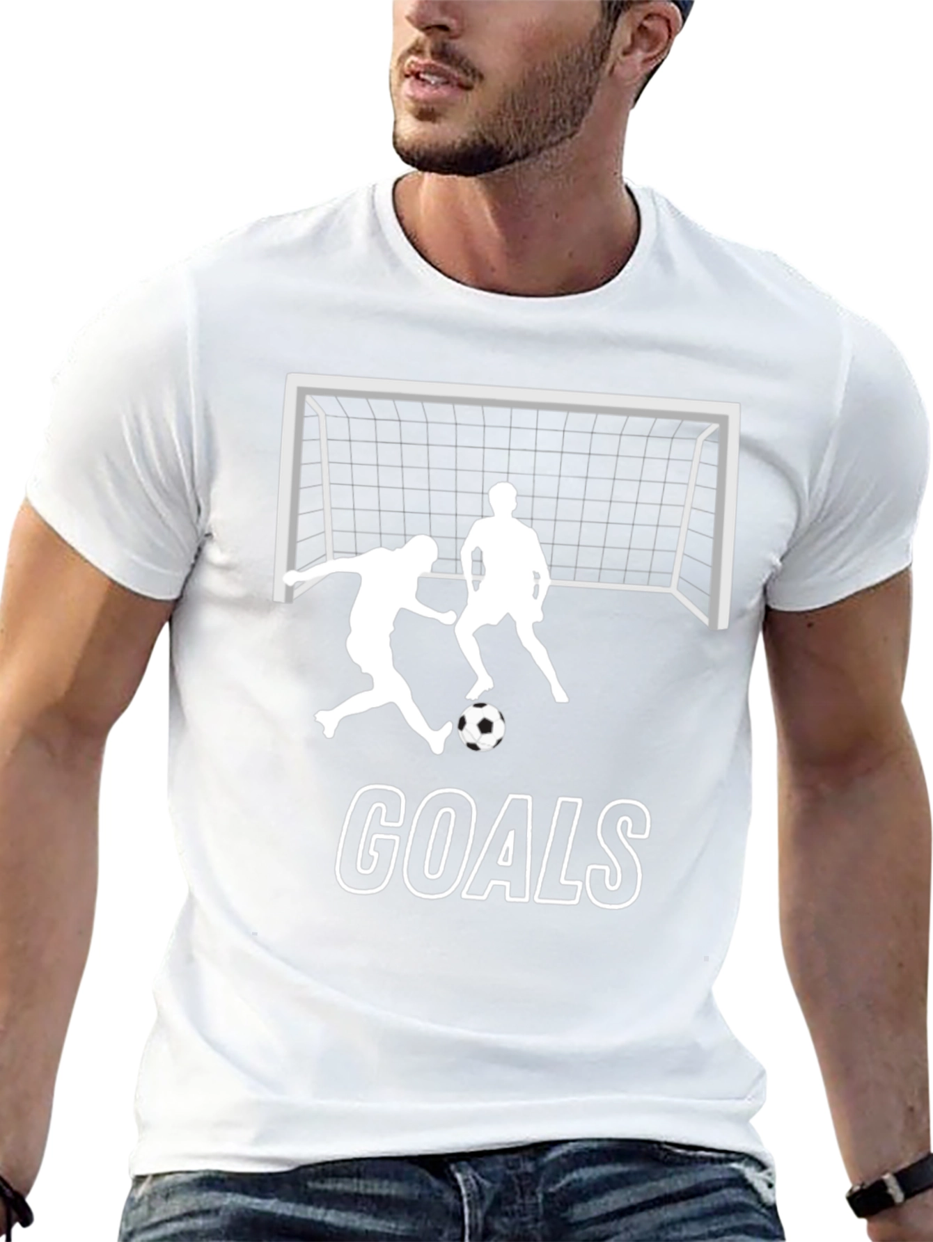 Soccer Goals Graphic Tee - Black Cotton T-Shirt