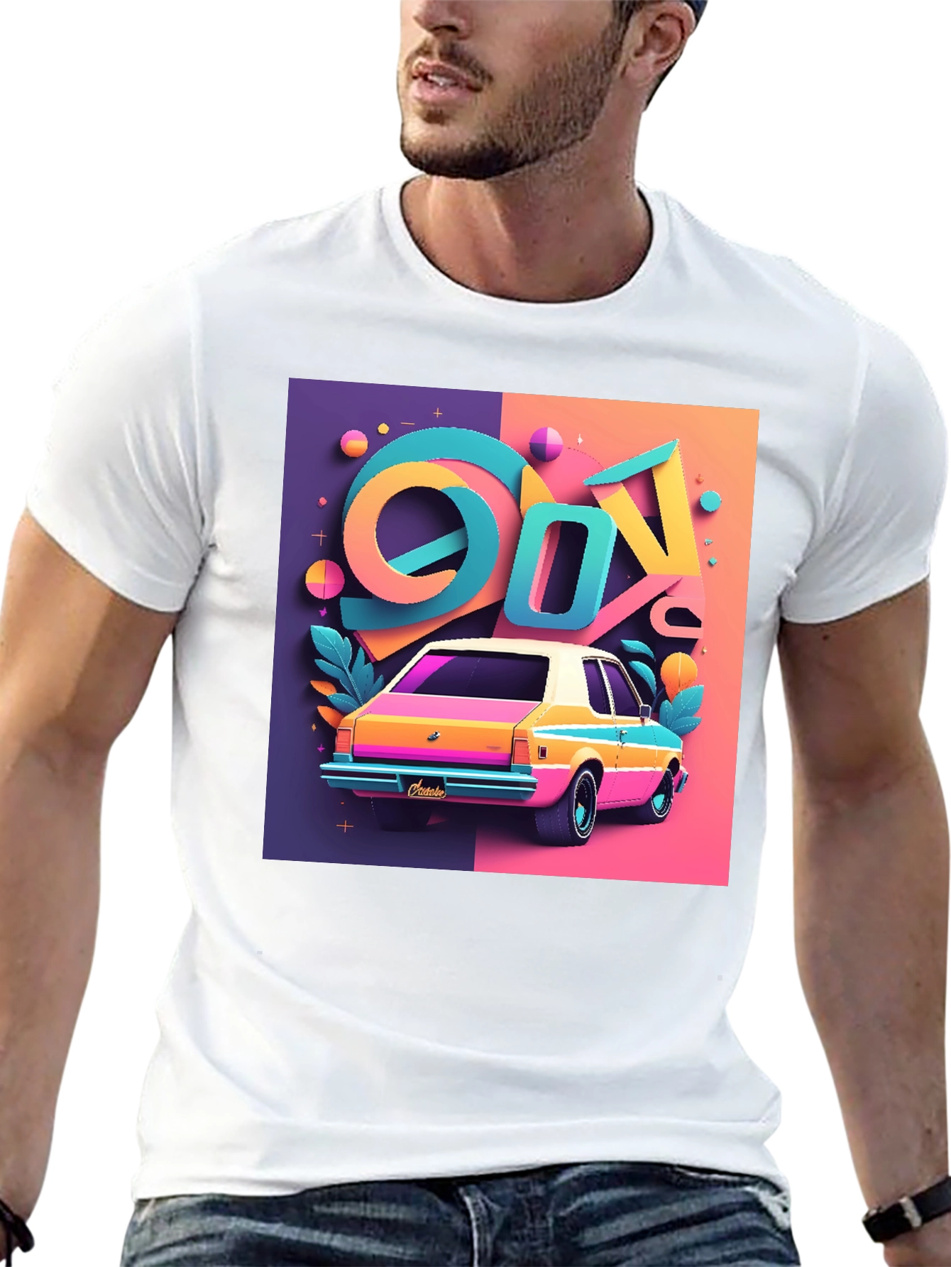 Vaporwave 90s Retro Car Graphic Tee