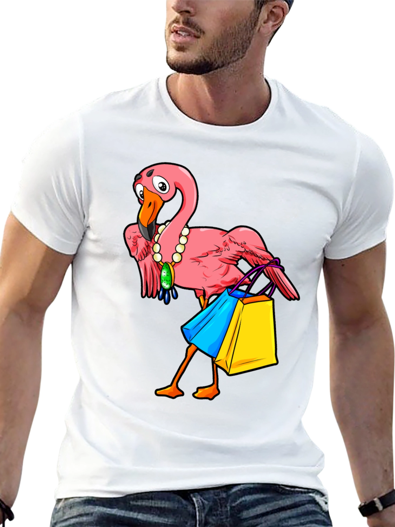 Funny Flamingo T-Shirt for Shopping Lovers