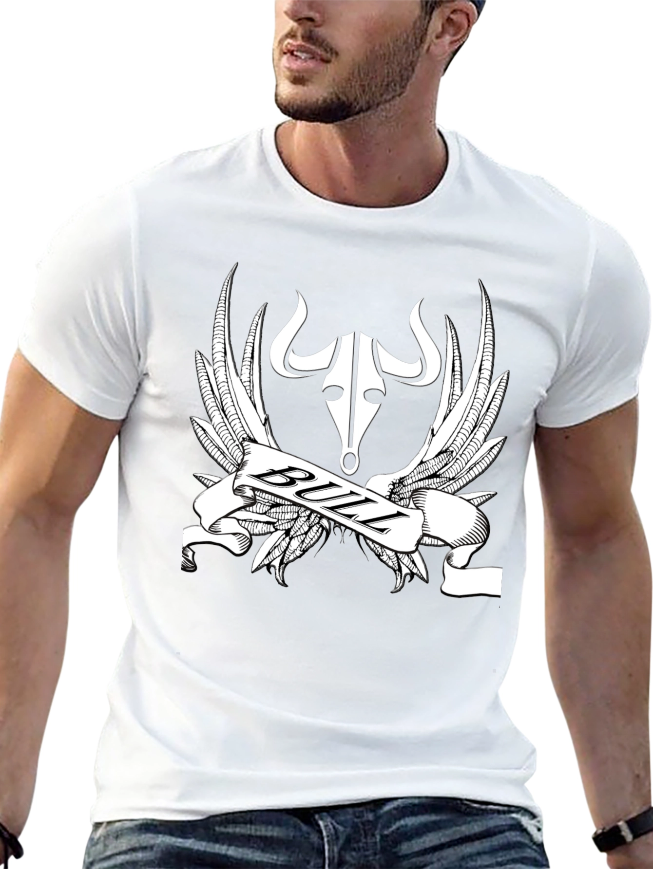 Bull Design Black T-Shirt