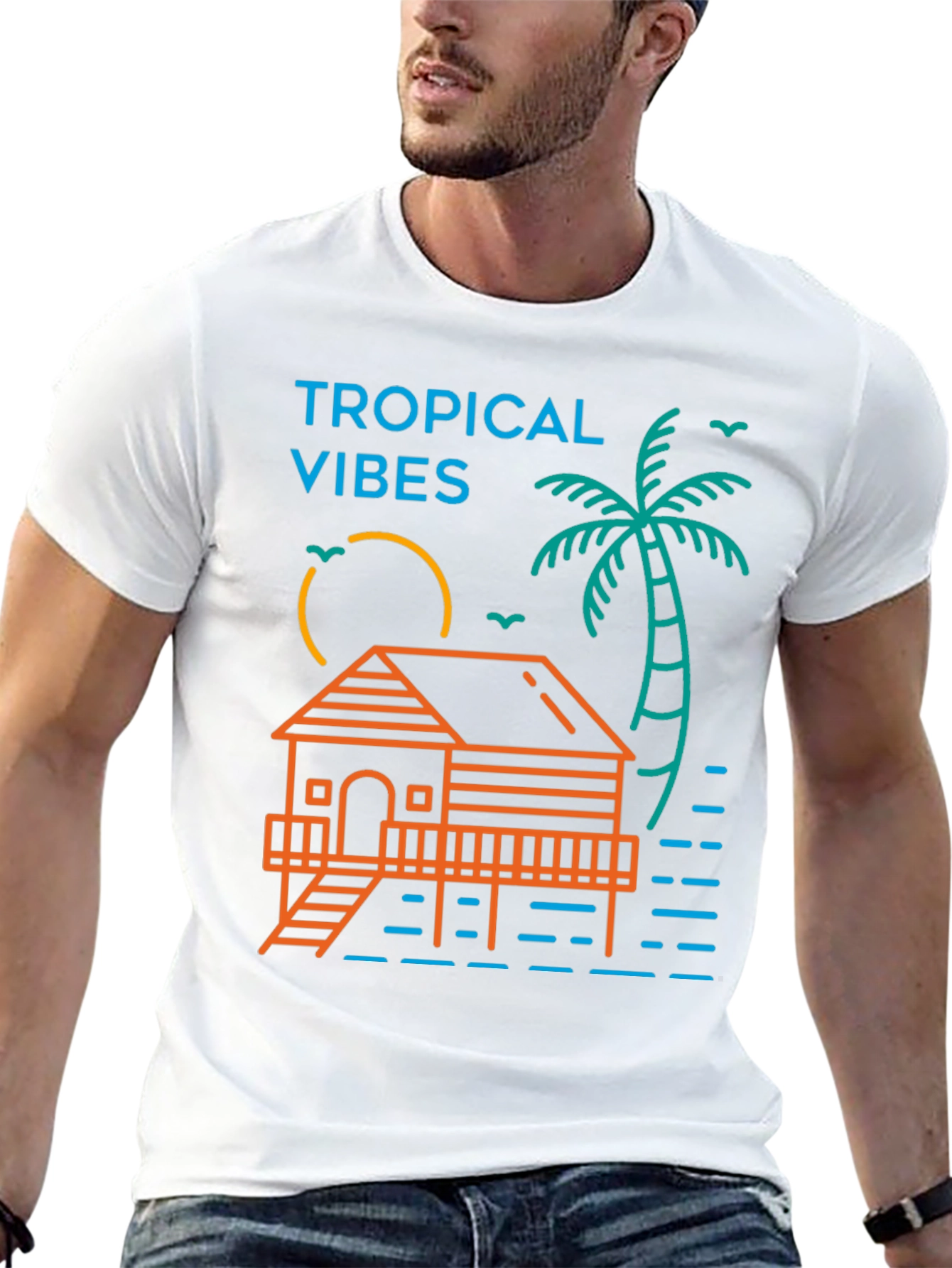 Tropical Vibes Graphic Tee - Black