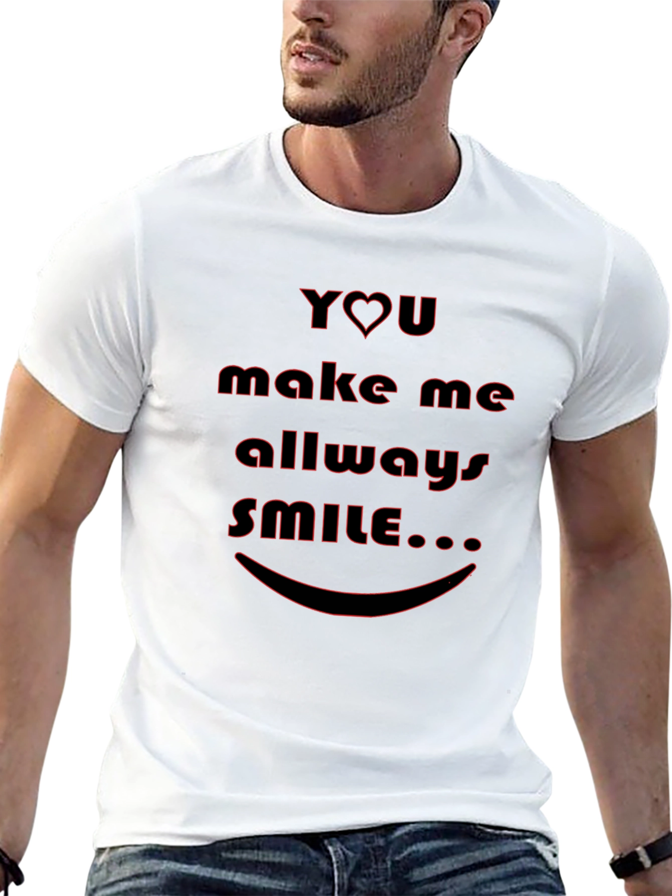 You Make Me Smile Black Graphic Tee Shirt