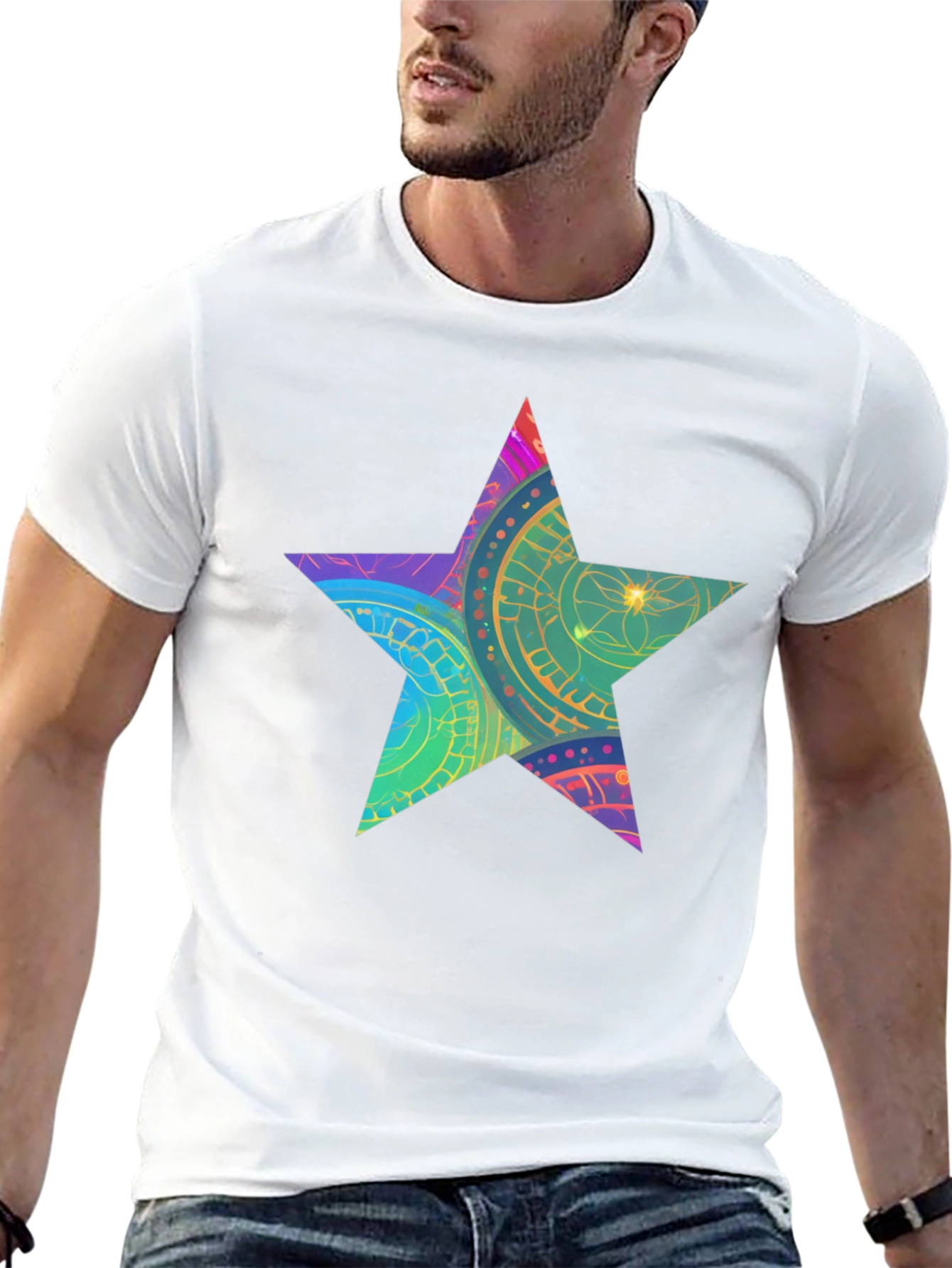 Star Graphic Black T-Shirt - Mens Casual Tee
