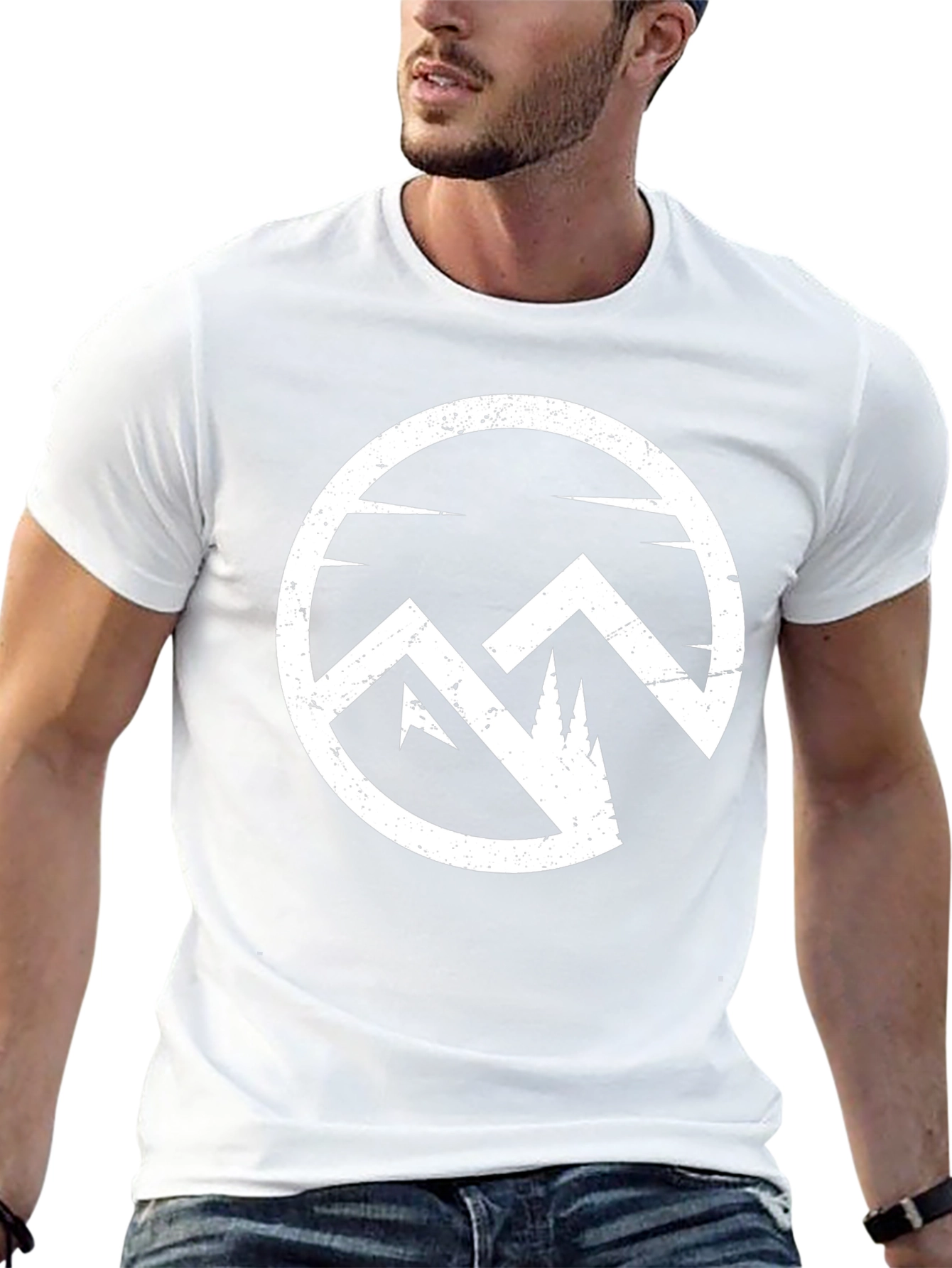 Mountain Circle Graphic Tee - Black Cotton Blend T-Shirt