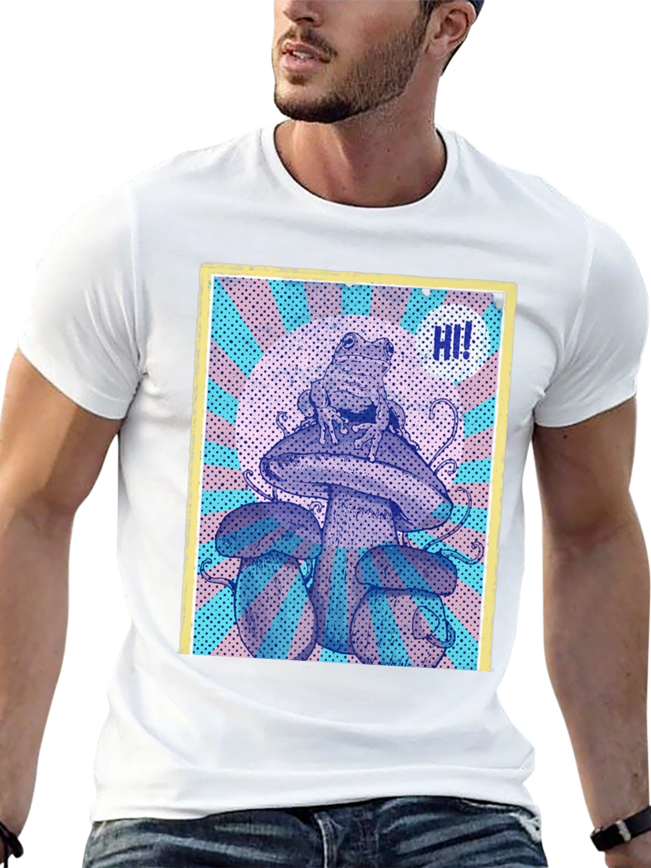 Frog on Mushroom Graphic Tee - Unique Design!